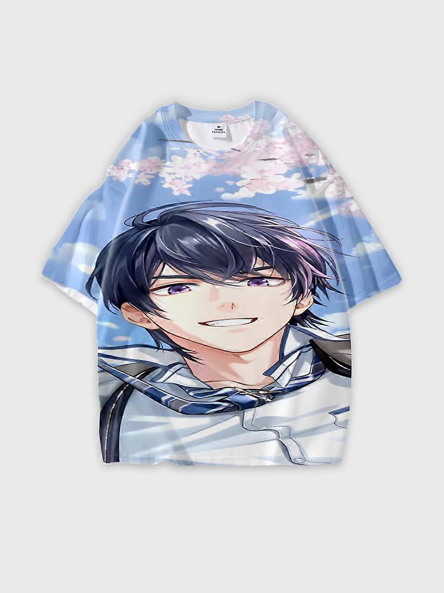 T-shirt round neck Role Pattern loose short sleeve E1036