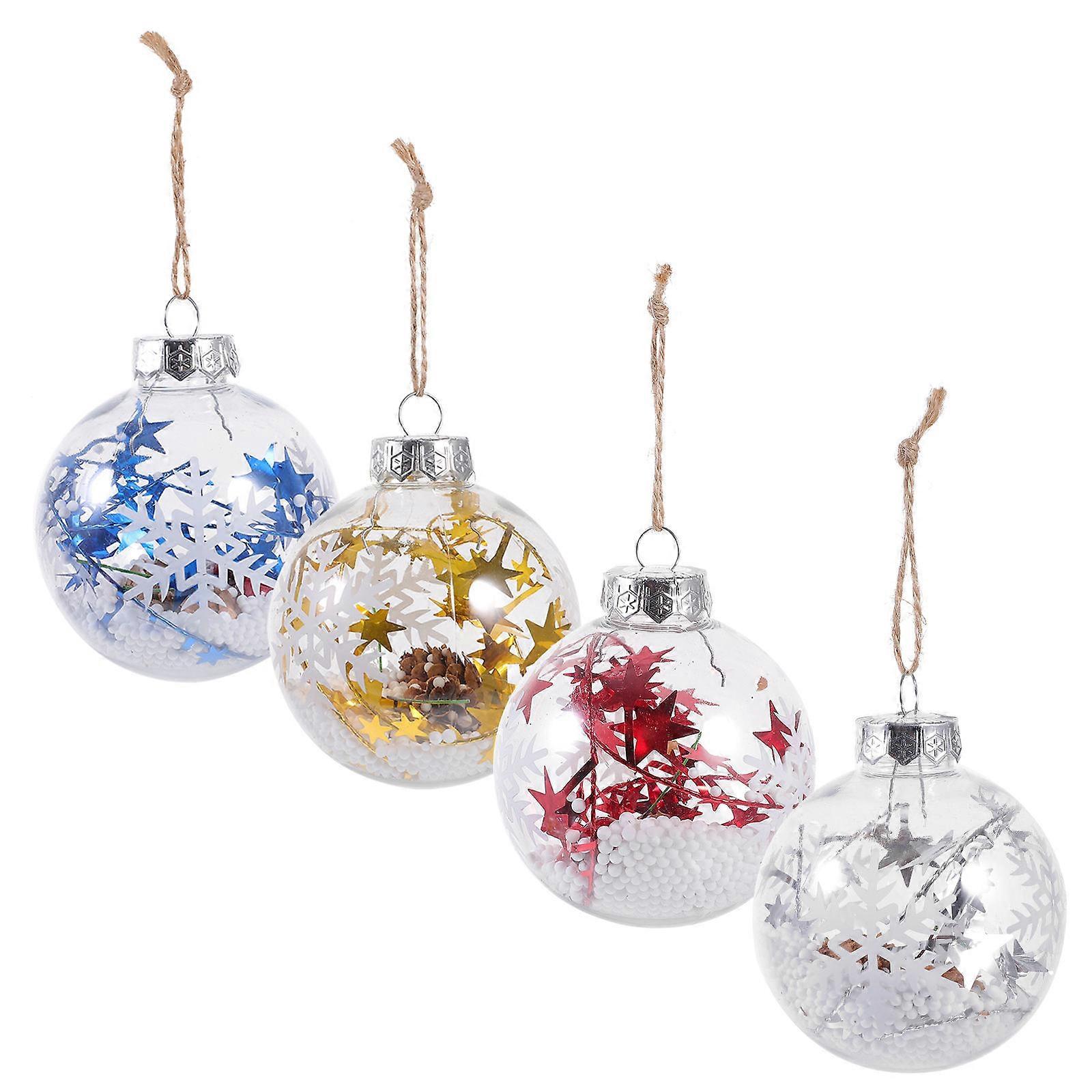 4pcs Transparent Snowflake Christmas Hanging Balls Elegant Tree Decorations for Holiday Parties, DIY Projects & Festive Atmosphere