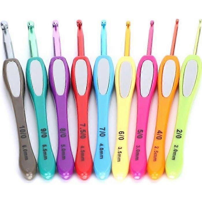 Crochet Kit - Brand - Model - Ergonomic Plastic Handle - 9 Needle Sizes