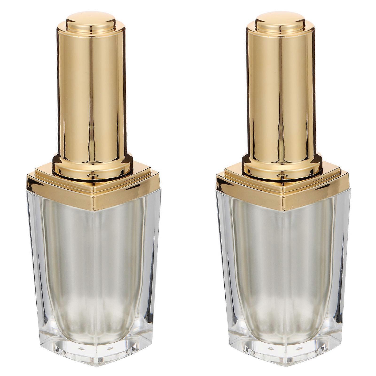 2pcs Empty DIY Nail Polish Bottles with Brush Lid Made of Durable Acrylic for Storage 10ml