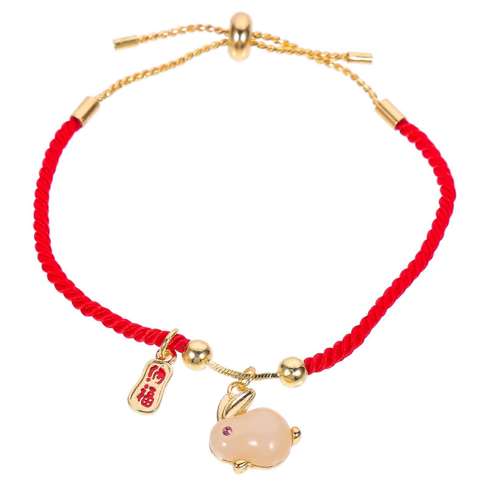 Adjustable Red Rope Bracelet Braided Rabbit Bracelet The Year of The Rabbit