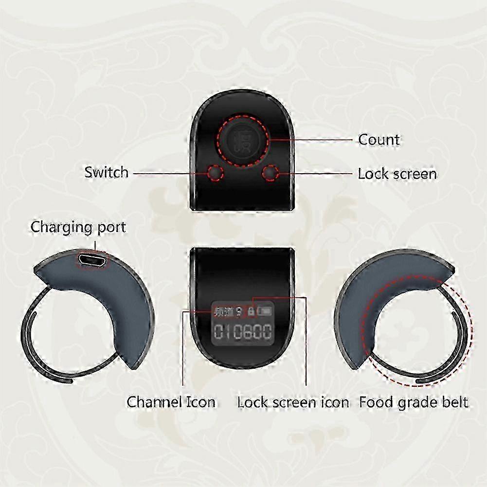 Rechargeable 6-Digit Hand Tally Counter with Digital LCD Electronic Finger Ring Edition 0724