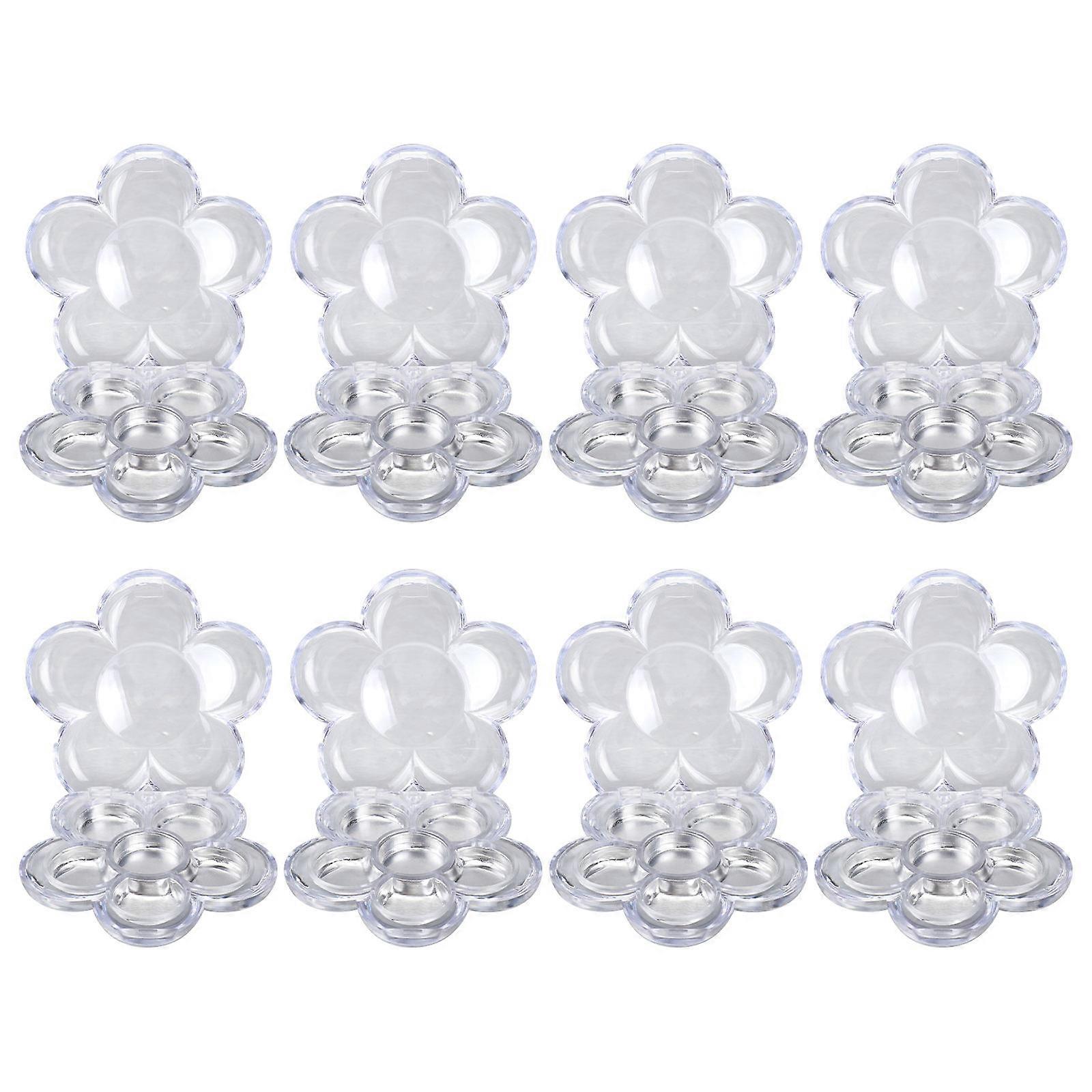 8pcs Six Grid Plum Blossom Travel Containers – Durable Refillable Blusher Boxes with Colorful Flower Shaped Concealer Compartments for Lipstick &