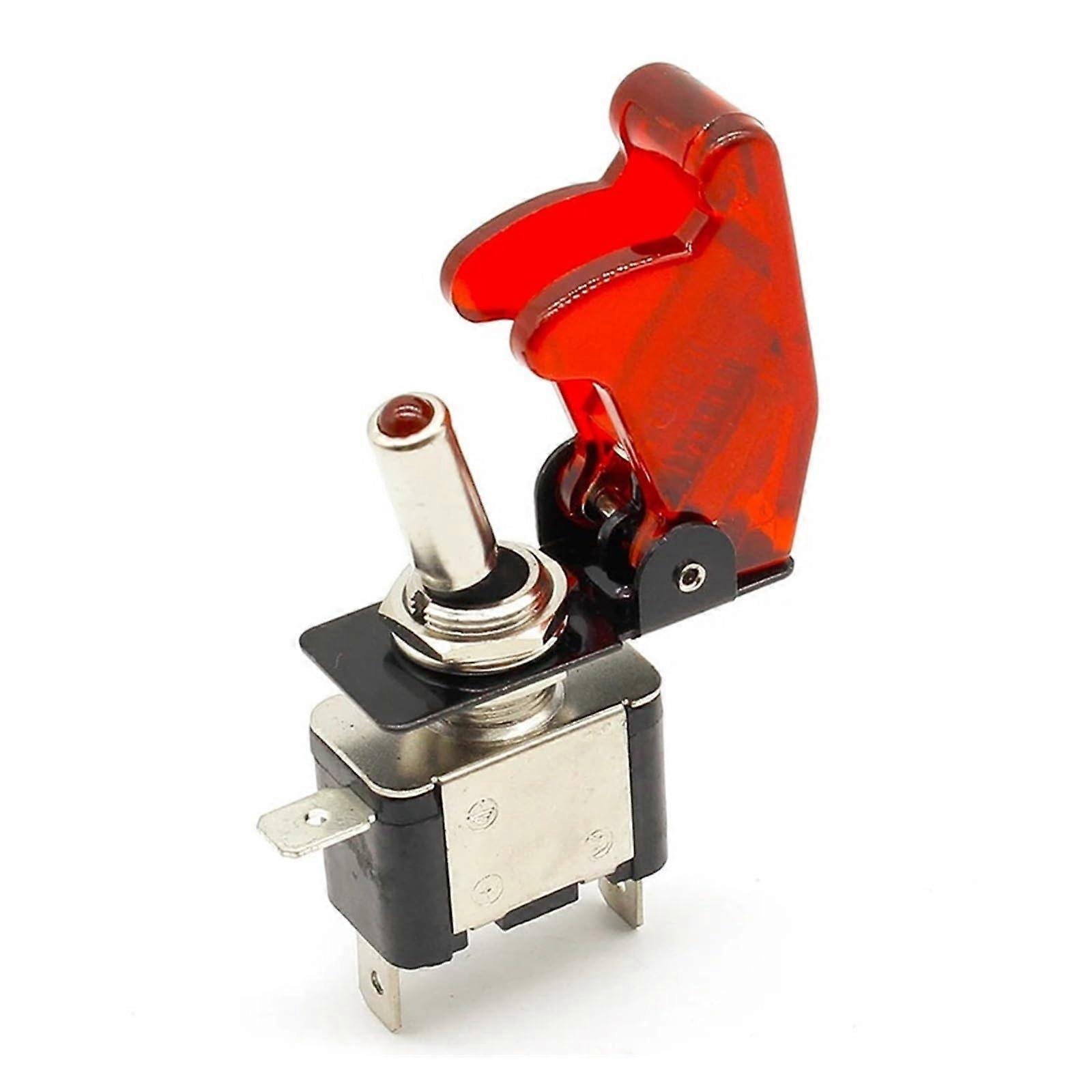 1 x Red 12 V 20 A Racing Car Truck Boat Cover LED Push Button Rocker Toggle Switch Control Dust Cover
