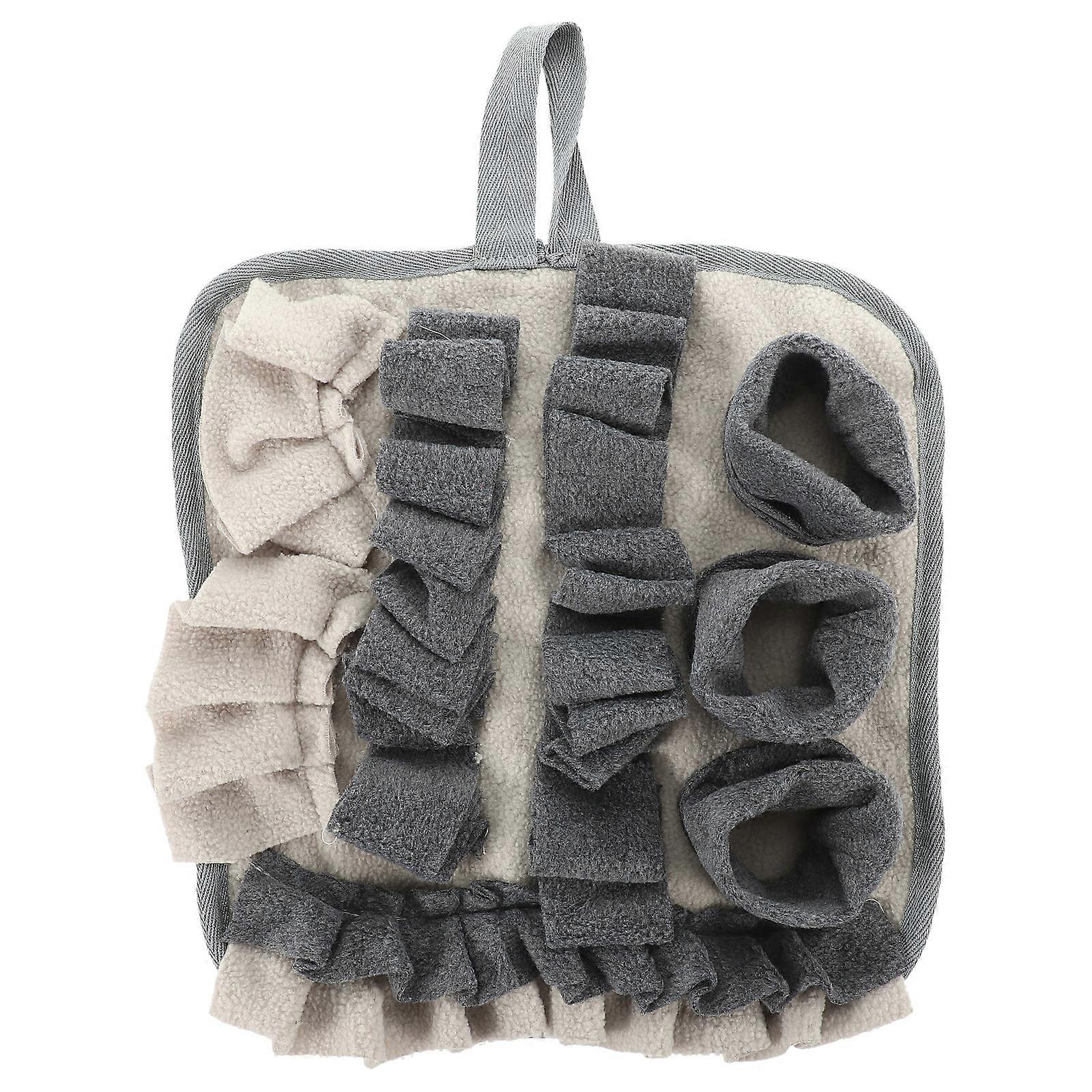 Adorable Rabbit Foraging Snuffle Blanket Grey Non Slip Fleece Mat for Pet , Slow Feeding Training, and Interactive Sniffing Exercise for Bunny Mental