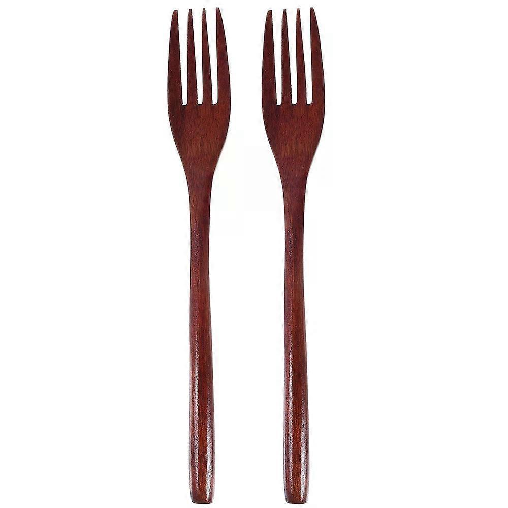 Wooden Fork Set, 2pcs Long Handle Natural Fork for Salad Cooking Serving