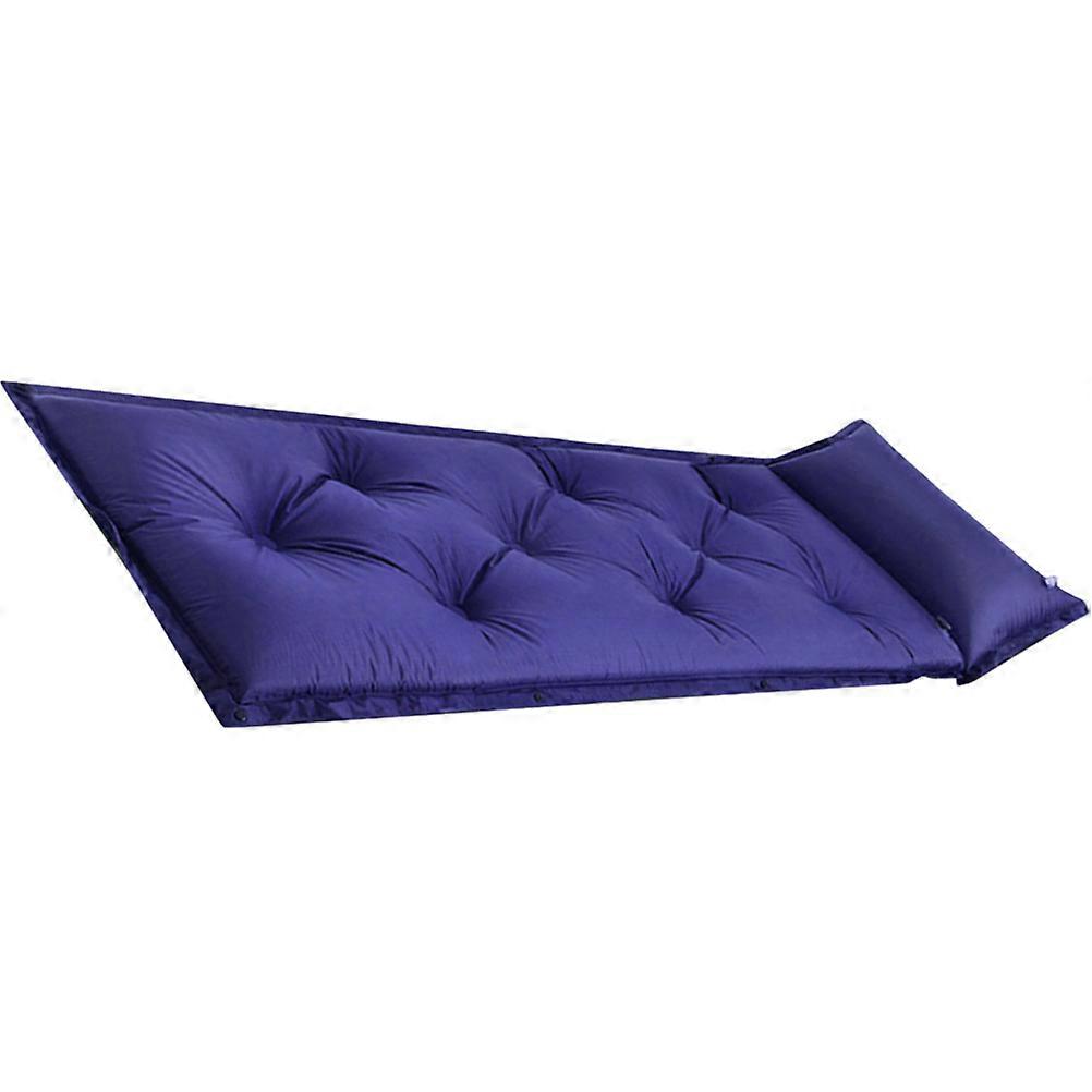 Blue Inflatable Sleeping Pad for Home Use Made of Durable PVC and Polyester Portable and Compact