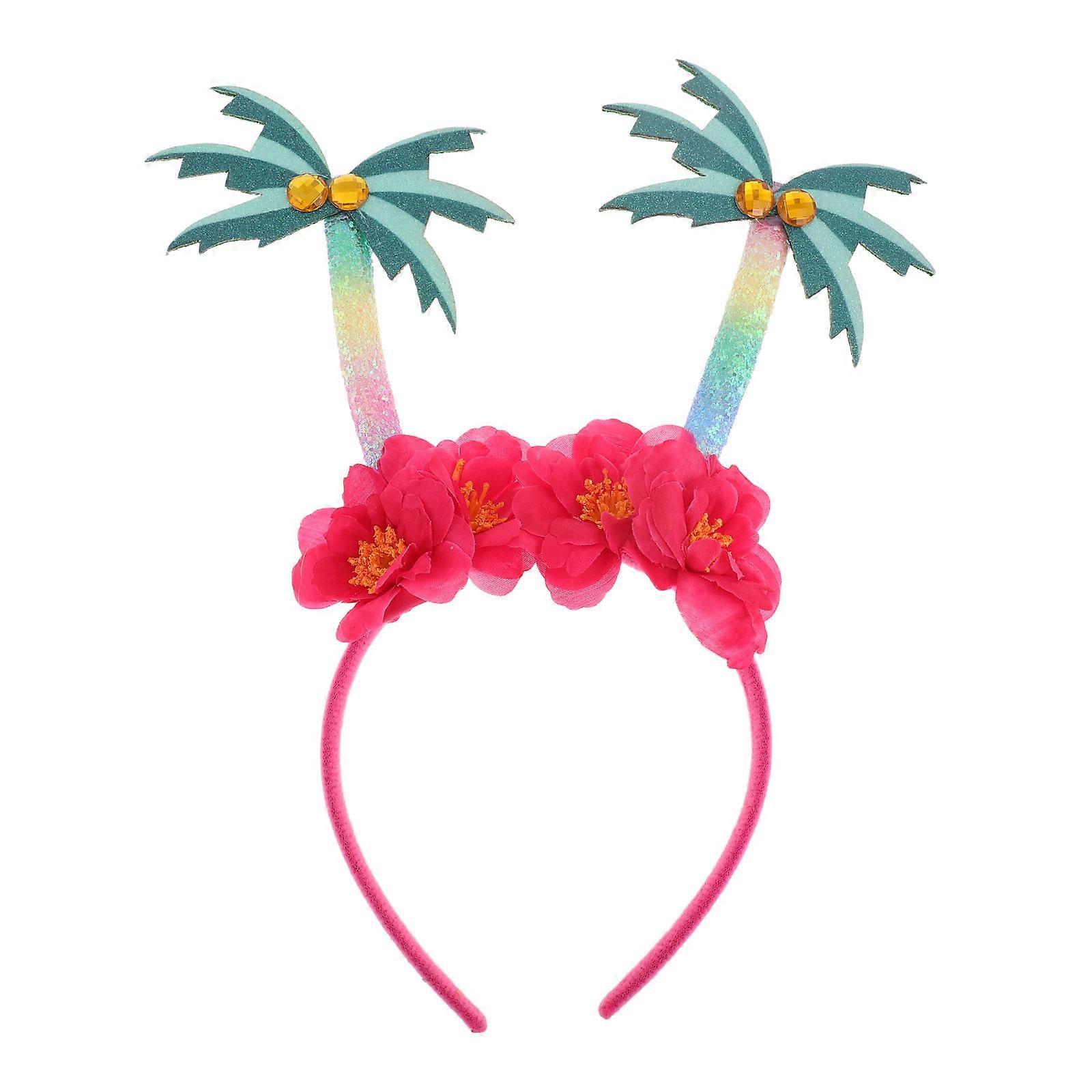 Hawaiian Party Headband with Palm Tree Design for Tropical Decor Multi Color Non Woven Fabric Size One Size Fits All