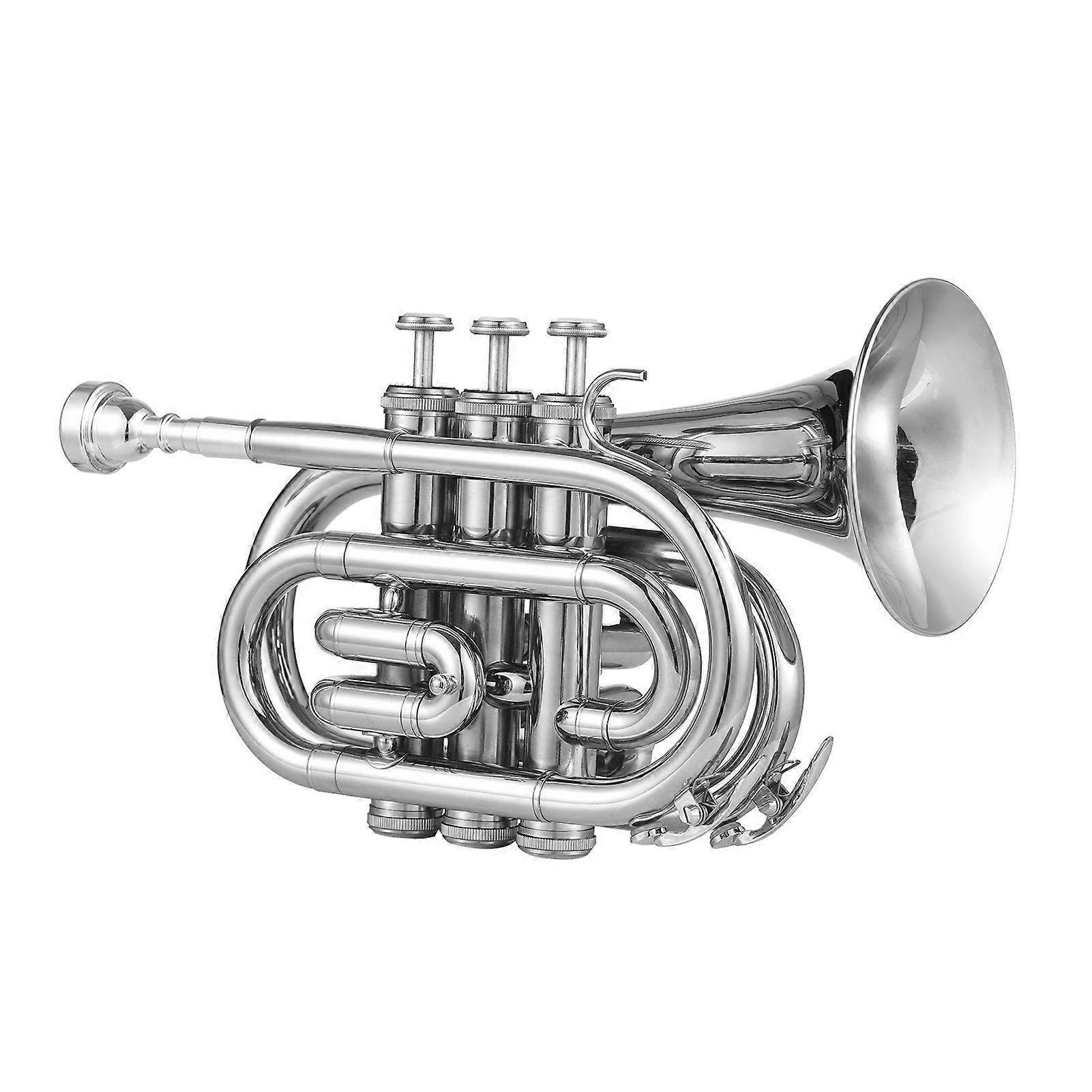 Bbトランペットミニポケットトランペットマウスピース付きキャリーバッググローブクリーニングクロス真鍮楽器