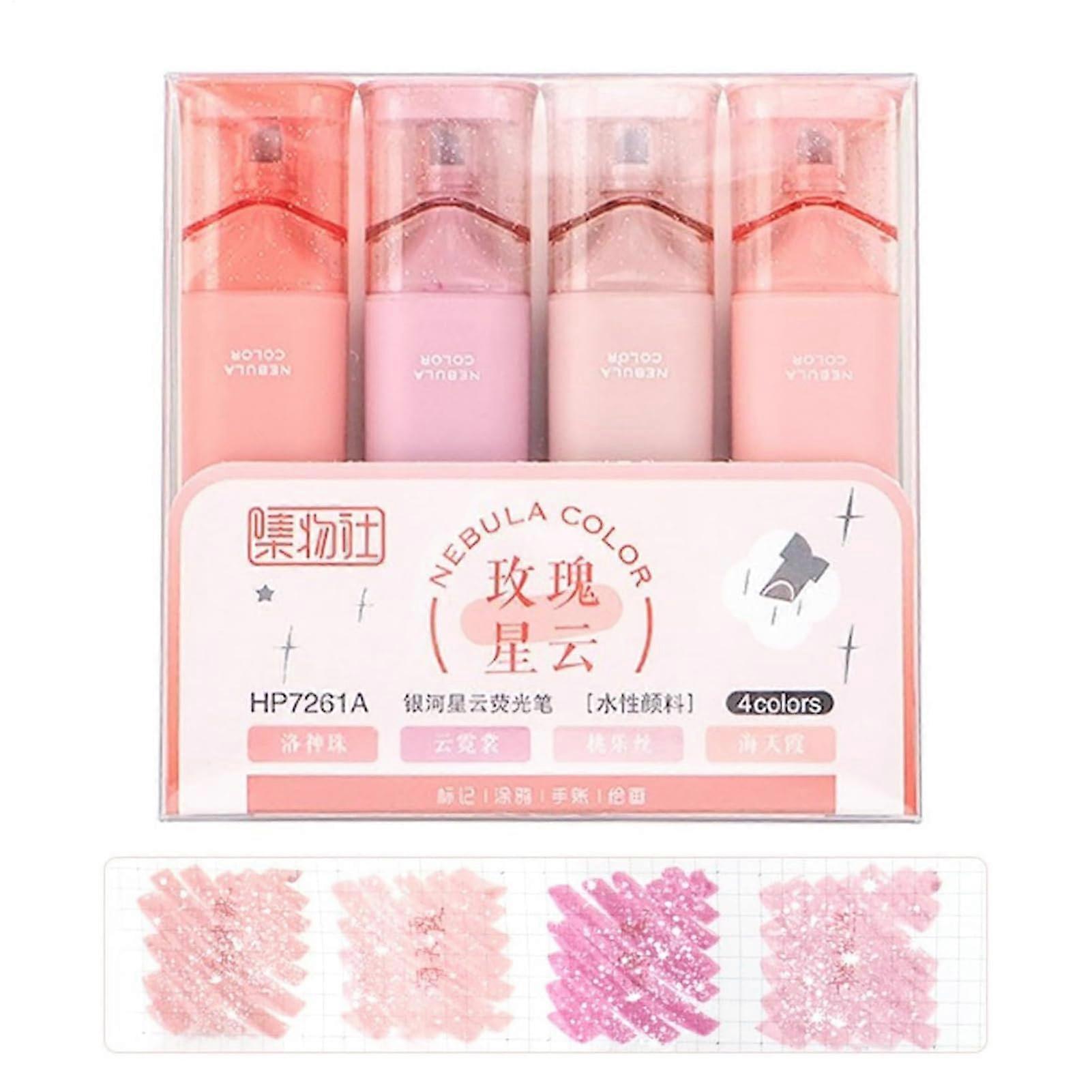 Pastel highlighters, cute highlighters – 4 pieces, pastelcolored highlighters  glittery markers for writing spots and shimmering journal notes.