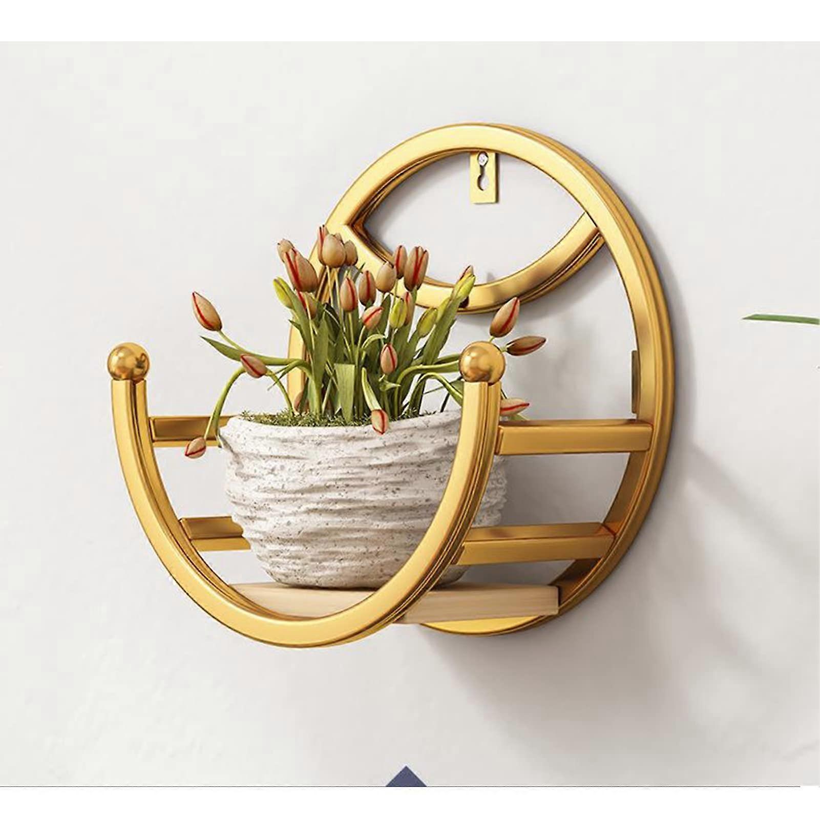 Gold wrought iron wallmounted flower stand 35*20*35cm