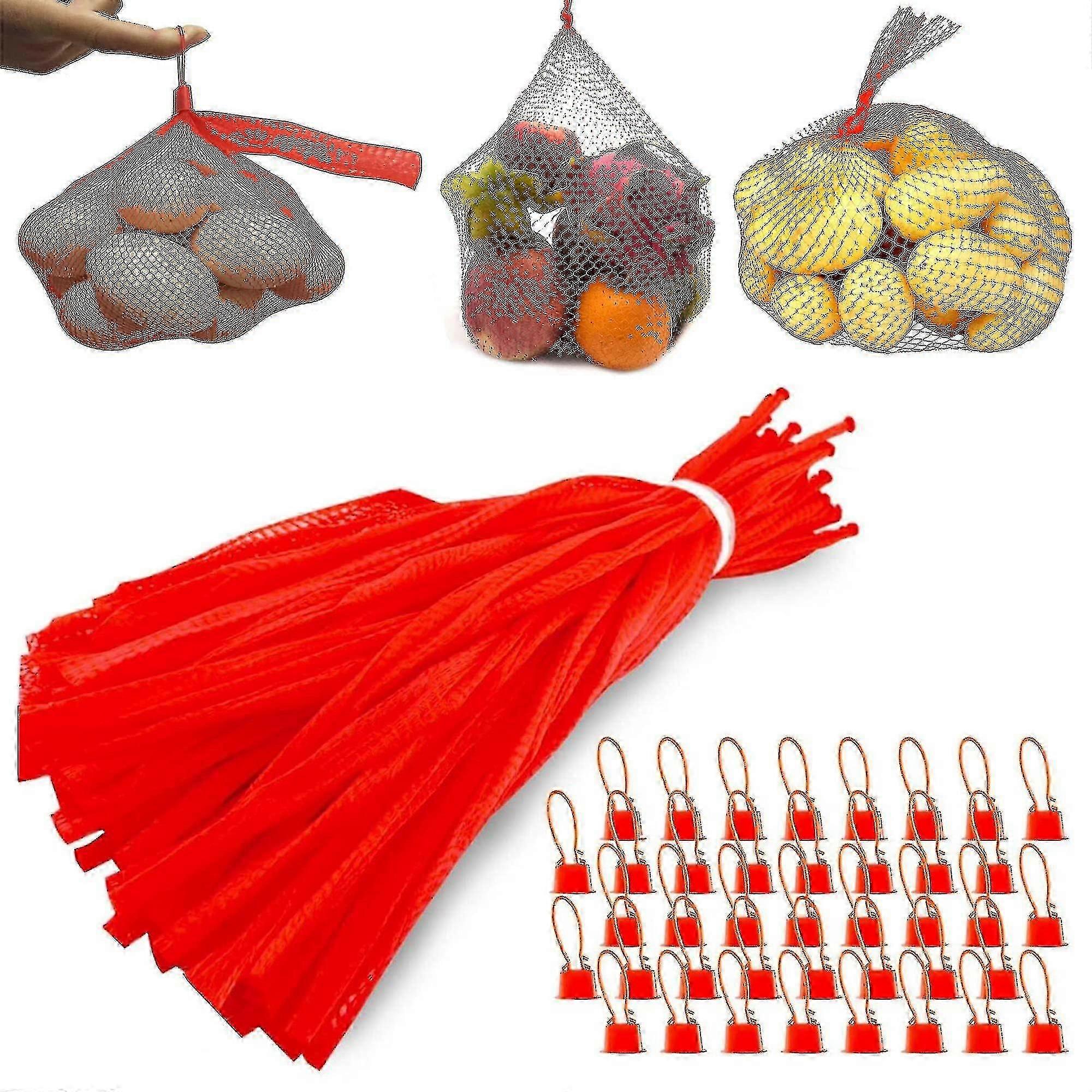 Pakke med 200 Mesh Produce Bags Genanvendelige mesh poser Shopping Net Bags Æg Net Bag Frugt Netpose til æg net poser, frugt -aya