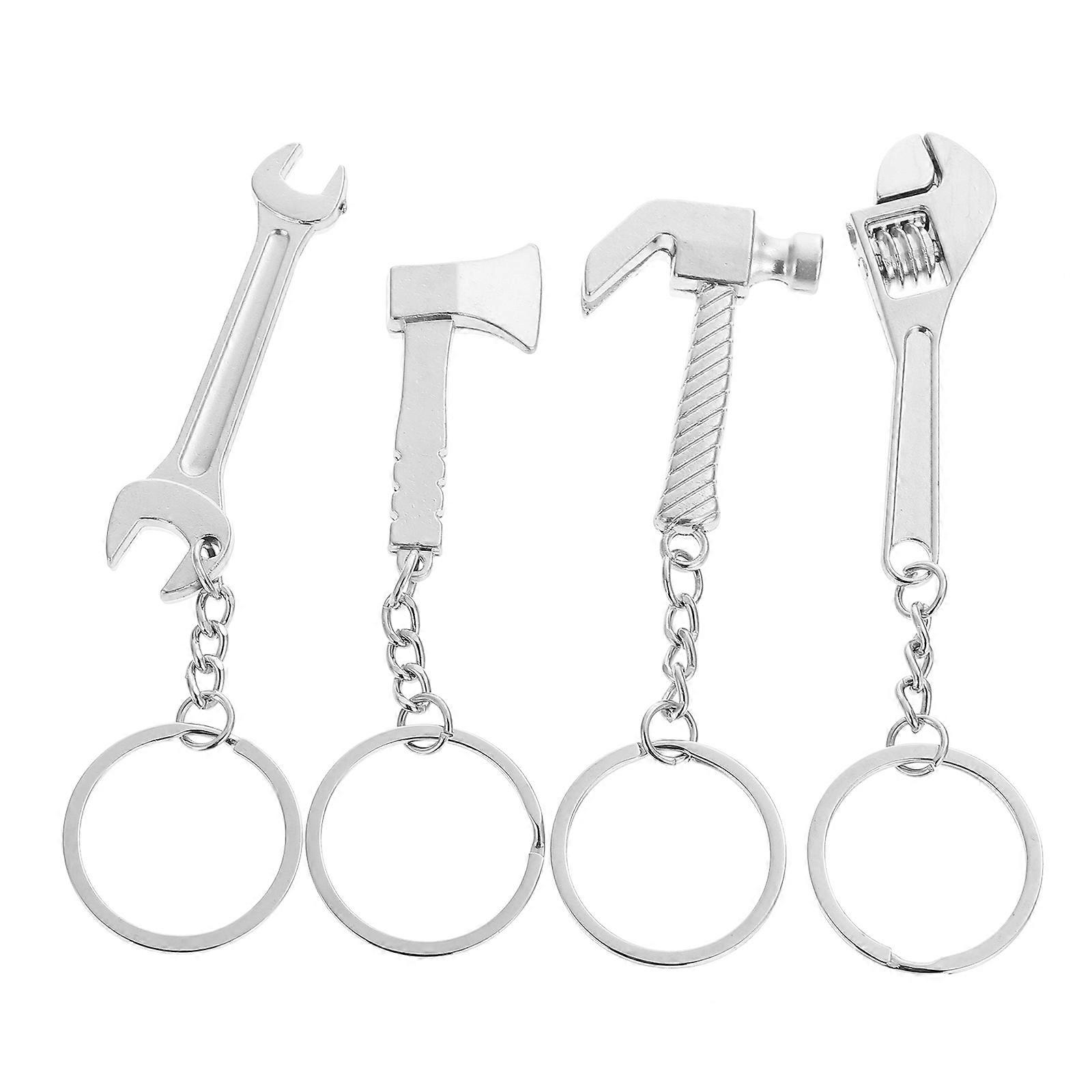 4Pcs Creative Keychains Featuring Tool Shapes For Key Storage And Decoration Purposes Ideal For Daily Use In Elegant Silver Color