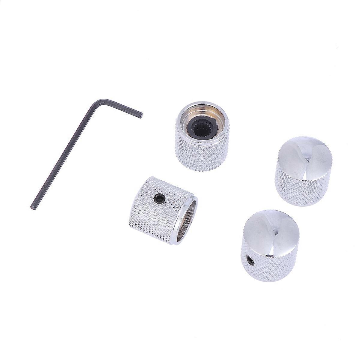 5pcs Metal Volume Knobs for Electric Guitar & Bass – Lightweight, Durable Music Accessories for Timbre Control with Wrench – Silver