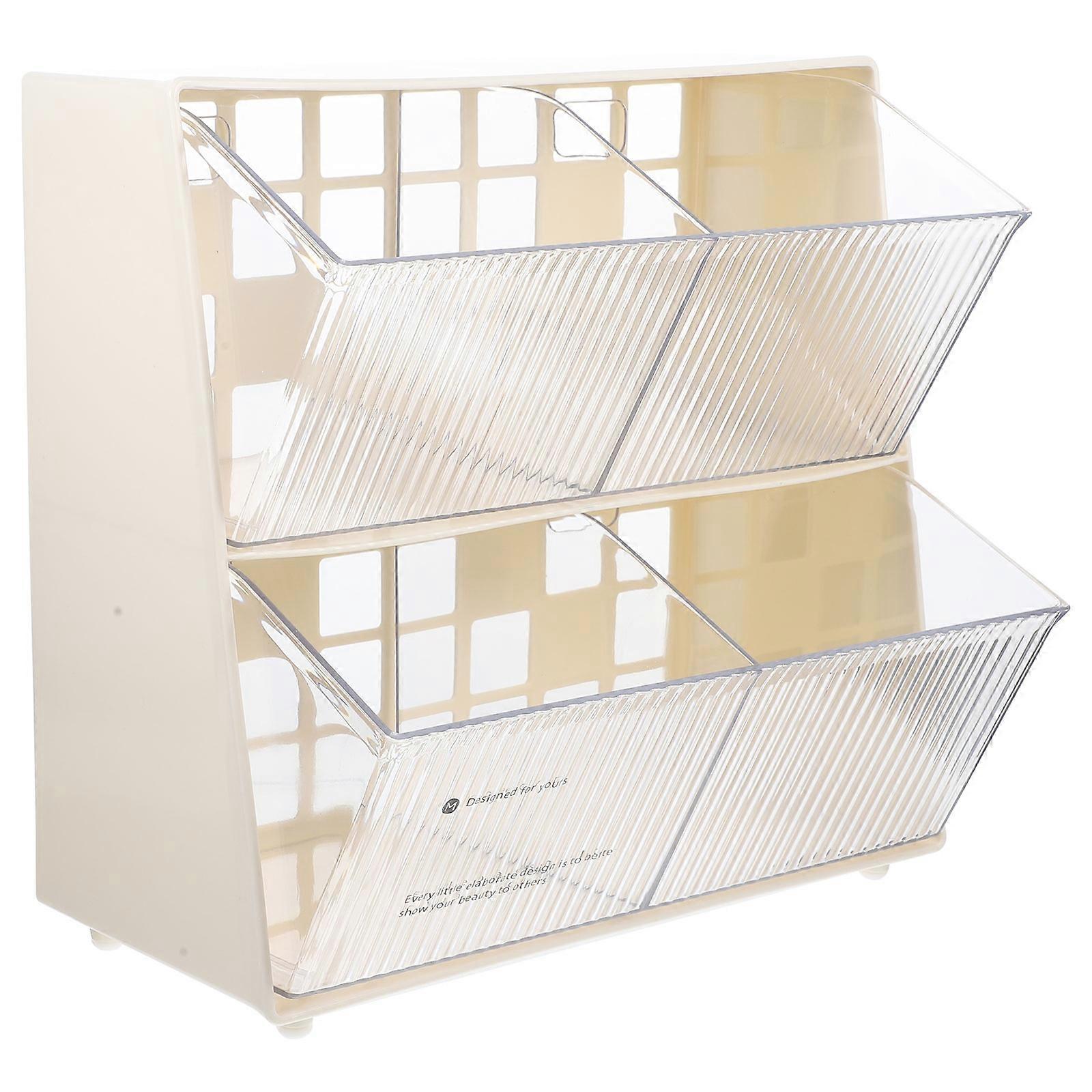 White Plastic Tea Bag Holder for Storage with Multigrid Design and Transparent Appearance 12.5x8.3x6.7 inches