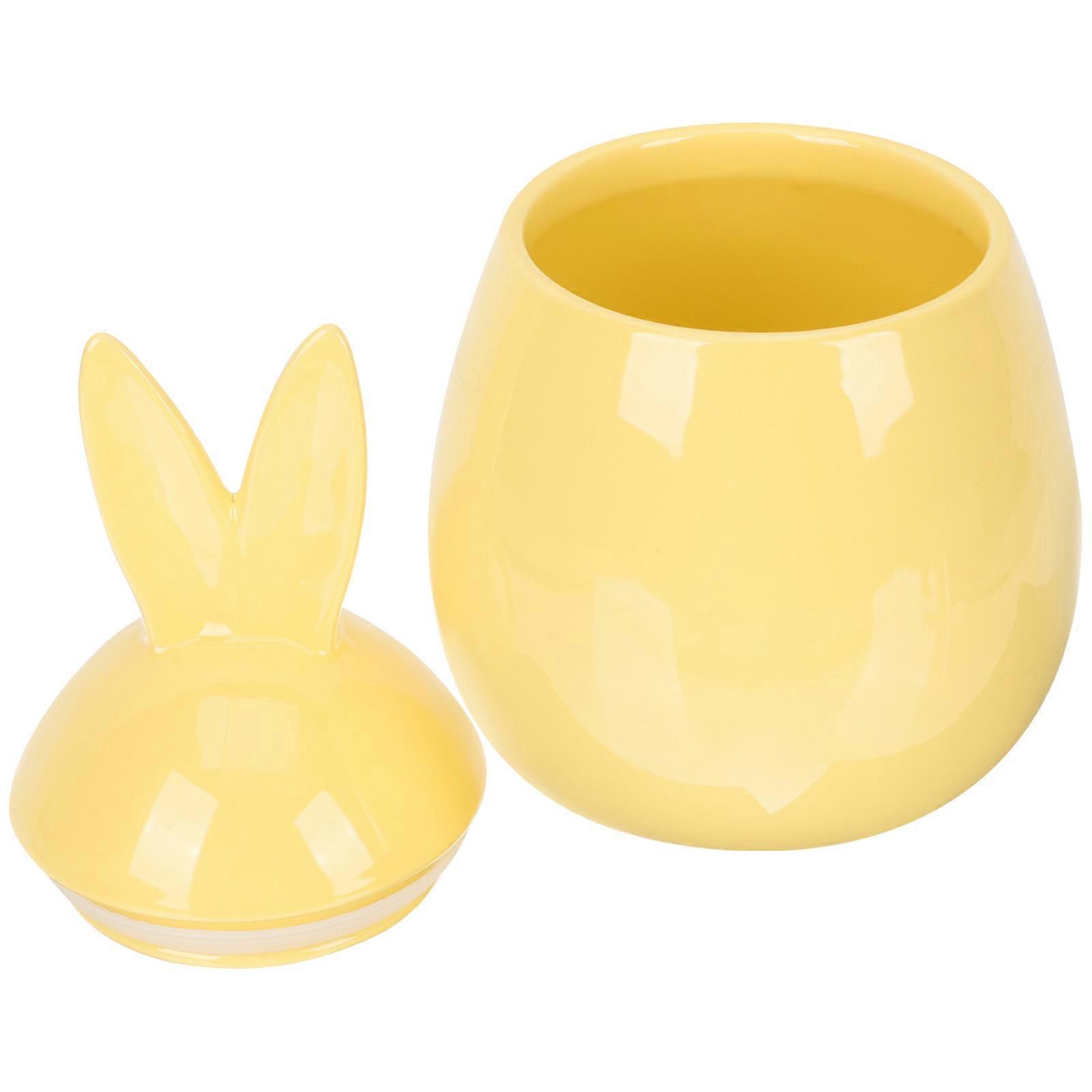 Porcelain Bunny Jar With Lid Moisture-proof Storage Solution For Easter Decorations 1Pcs