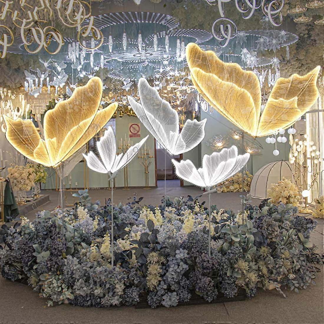 Butterfly Floor Lamp For Weddings, White LED, 2 Pieces, 100cm/39.4in, Adjustable, Hanging Butterfly Pendant Lights