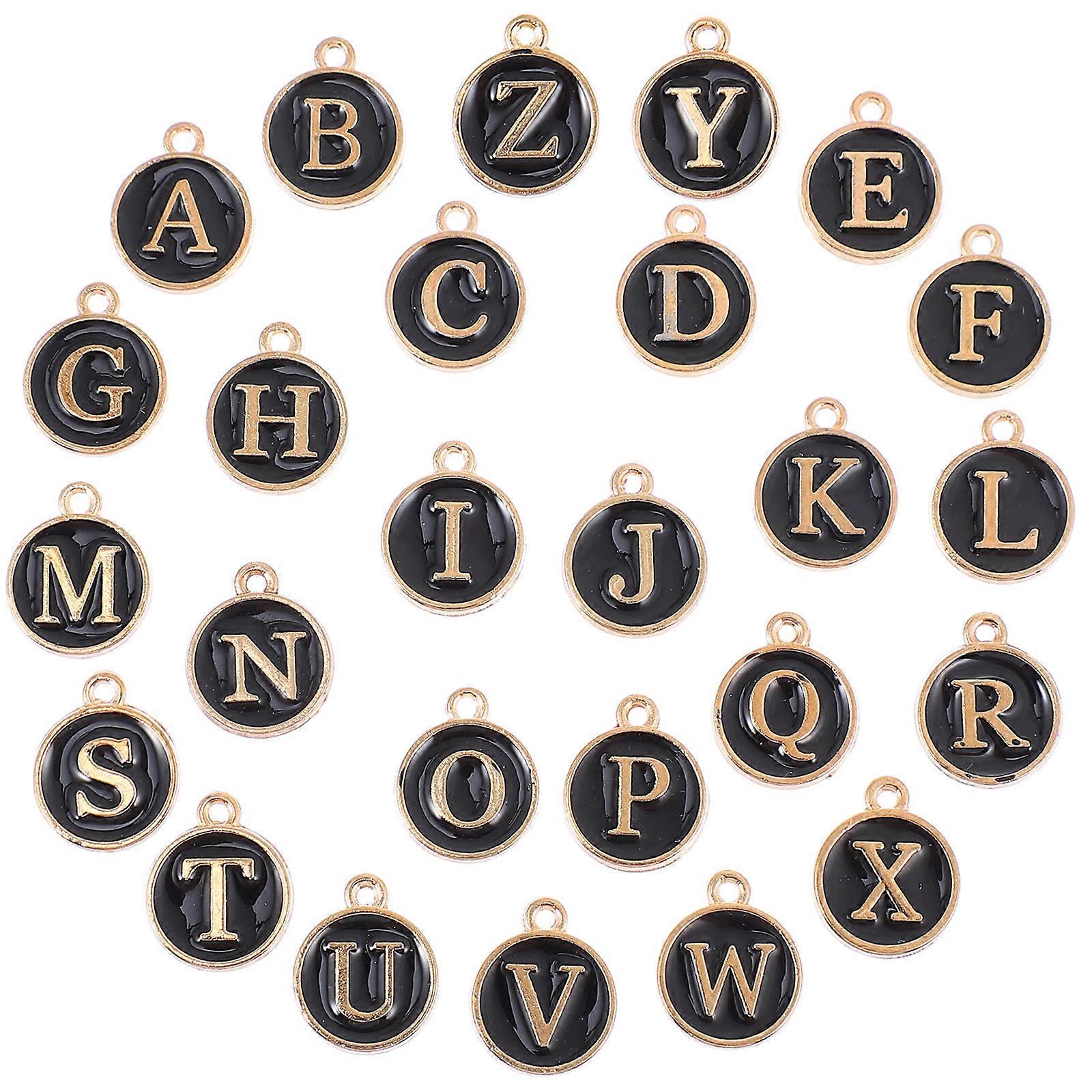 Charms Letter For Jewelry Making 26 Pcs DIY Pendants Black Alloy For Festive Atmosphere