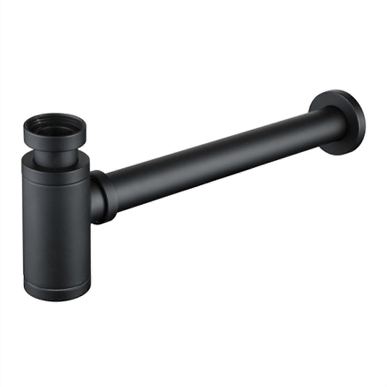 Bottle Siphon, Washbasin, Bottle Sanitary P Siphon, Brushed Gold Brass, Euro Washpipe Waste Bathroom Sink Siphon. (Color: Matt Black Siphon)