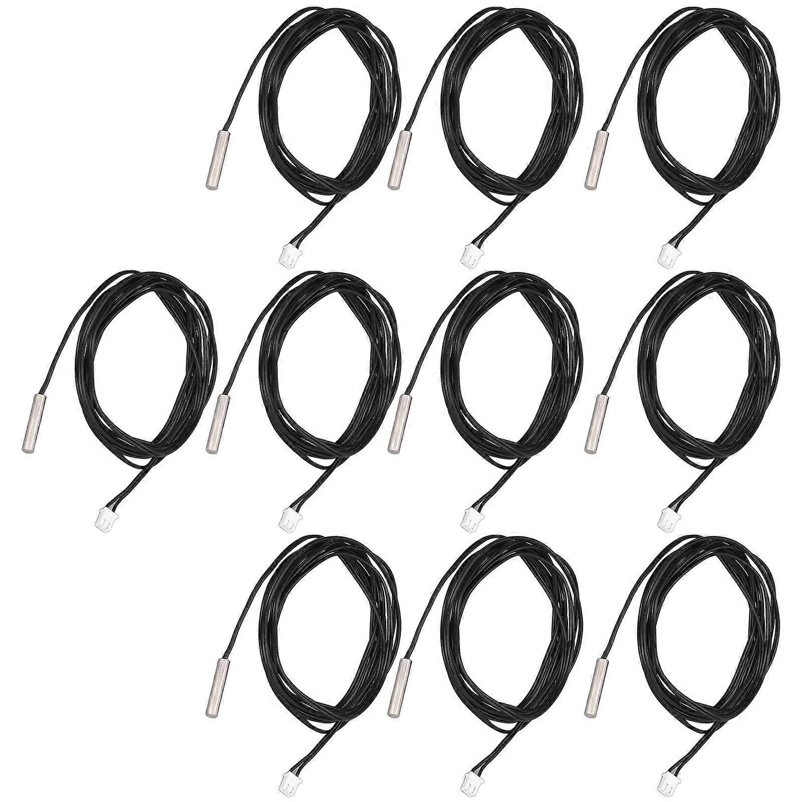 10Pcs Thermistor Sensor NTC Temp Probe 5x25mm Cylindrical Head 2 Meters Cable Length10K B3950