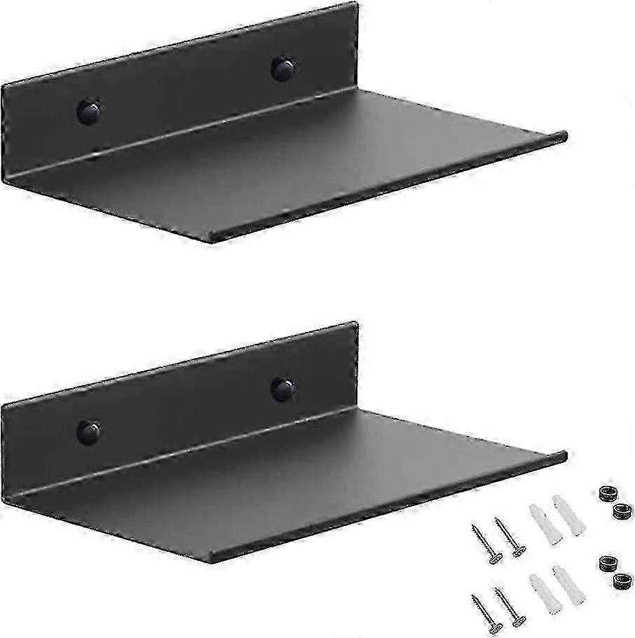 Wall Mounted Metal Shelves Black 20cm for Small Space Storage