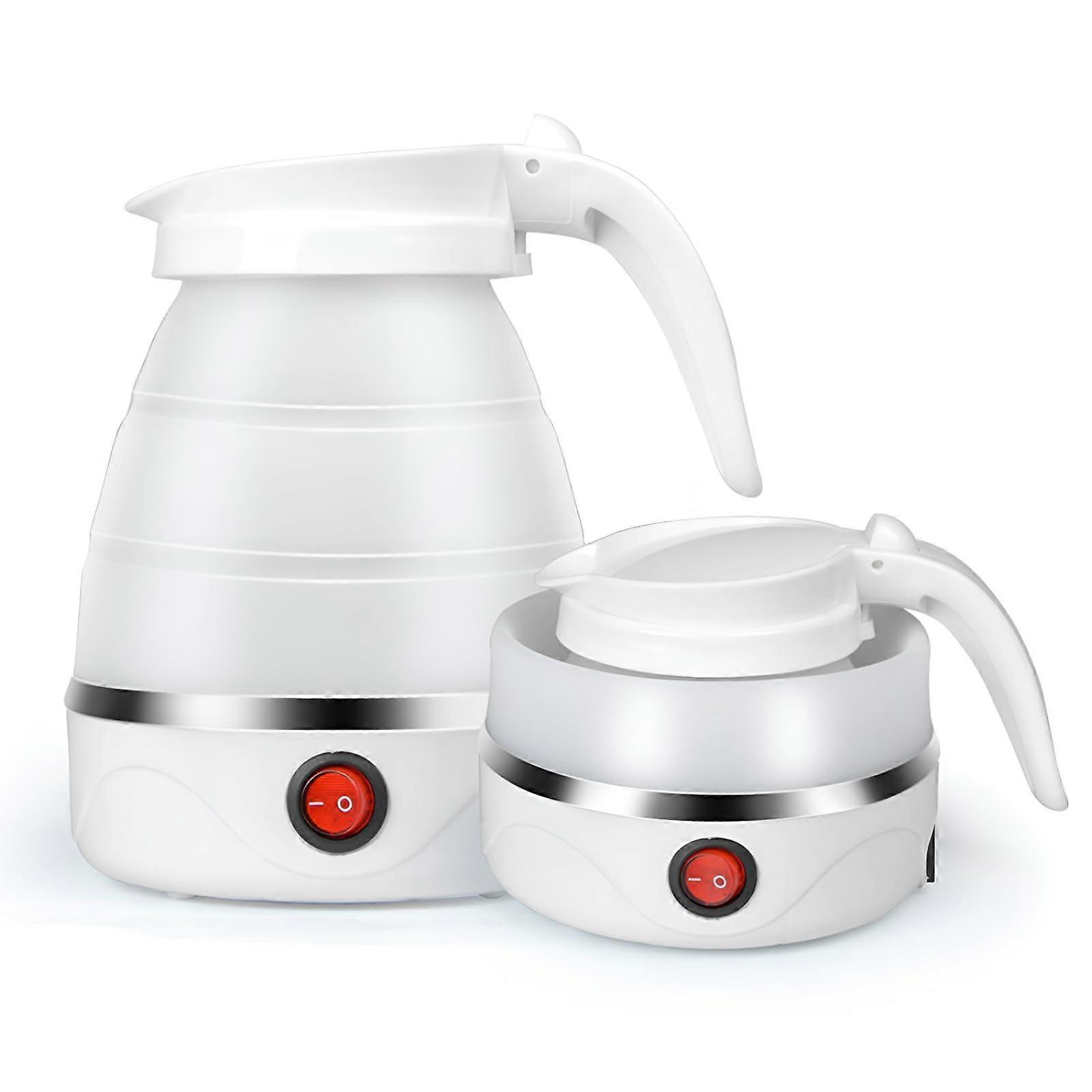 Foldable Electric Kettle, 600ML Silicone Mini Kettle, Tea Coffee Maker, with Separable Power Cord, White