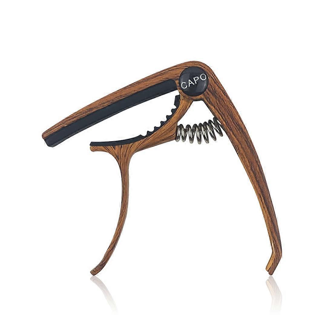 1 件式吉他变调夹，木纹可调弹簧张力，适用于原声吉他和电吉他、尤克里里、曼陀林和班卓琴。