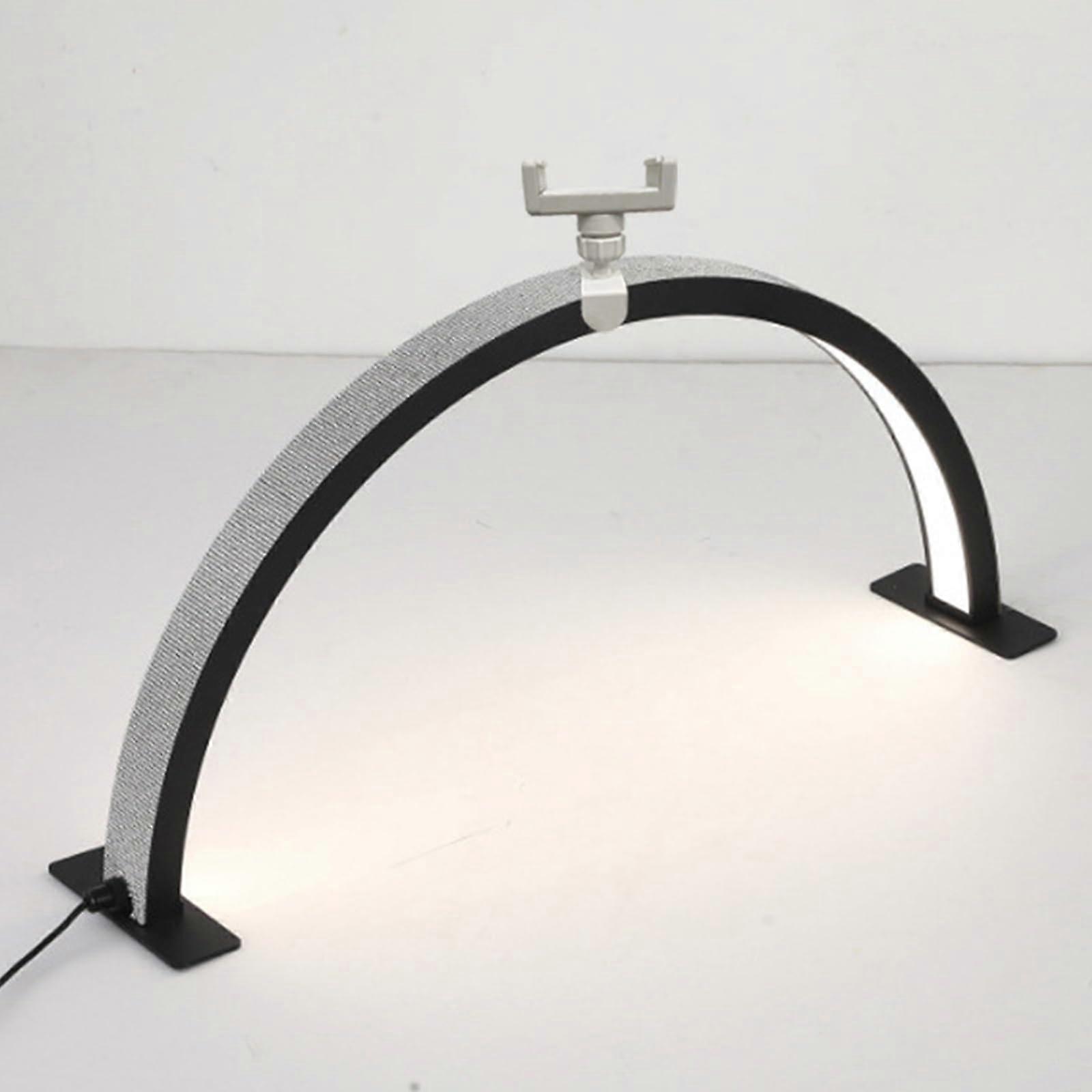 LED Half Moon Light with Phone Holder, Adjustable Brightness and Color Temperature, for Manicure Salon(Black)