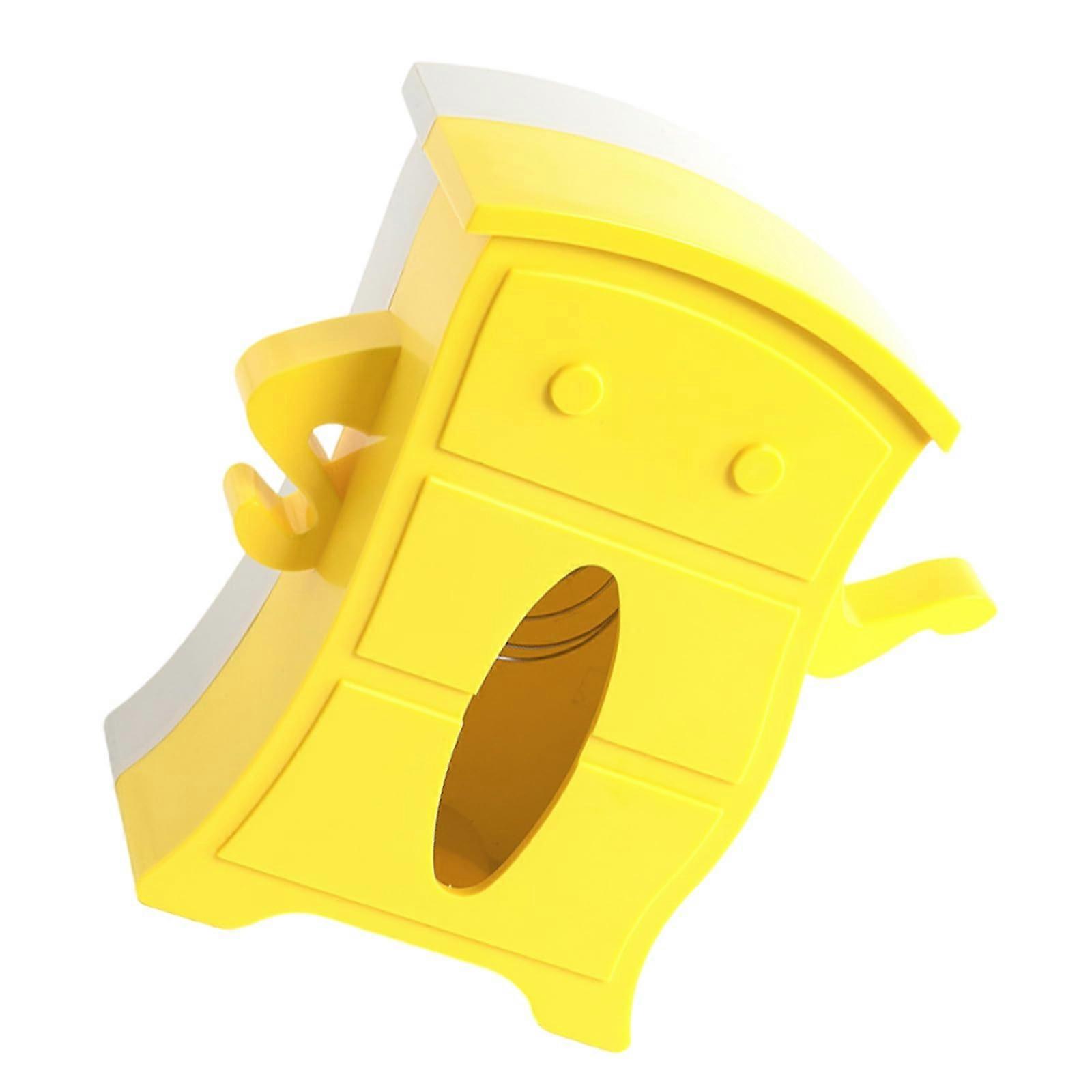 Tissue Dispenser For Bathroom Countertop, Hotel Use, Polypropylene With Spring Mechanism, Yellow And White