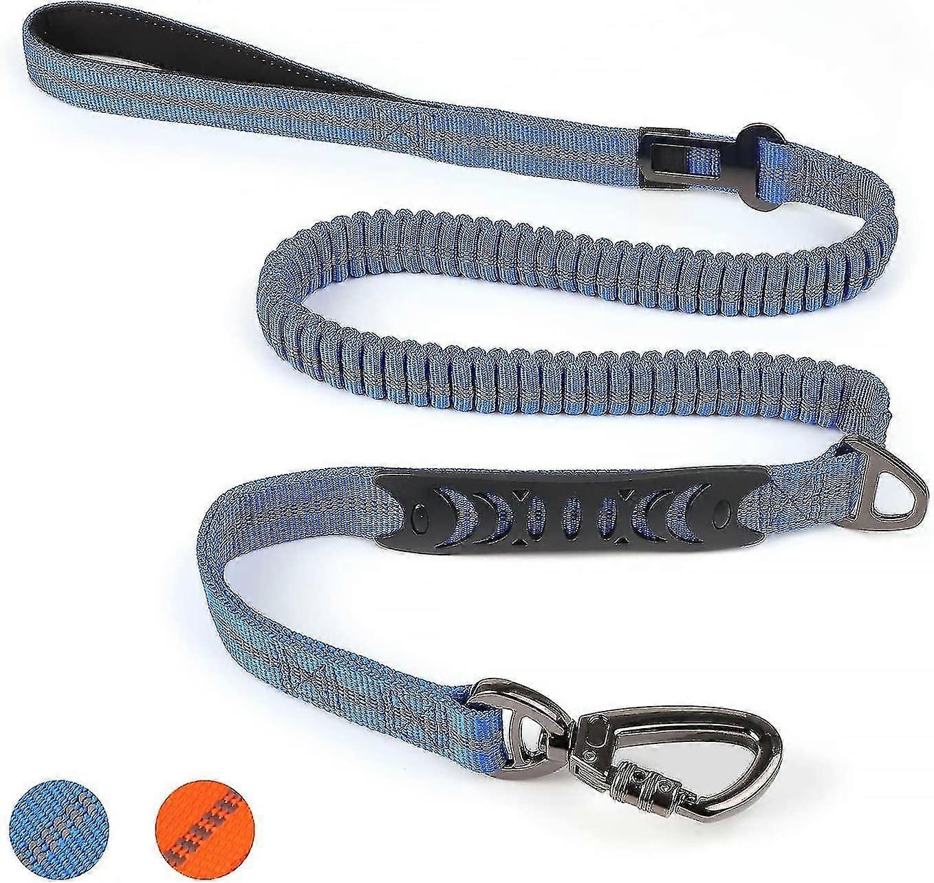 Bungee Dog Leash with Soft Padded Handle, Adjustable Anti-Pull Leash with Seatbelt Buckle, Medium Dogs, Blue