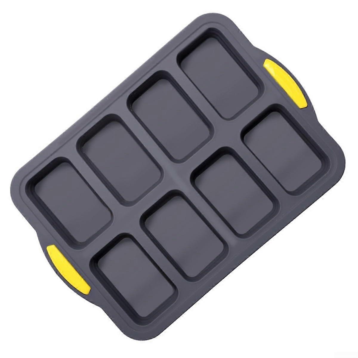 8 Cavities Silicone Loaf Pan with NonStick Metal Frame and Handles for Baking Bread, Brownies, Muffins, Cheesecakes and Ice Cubes