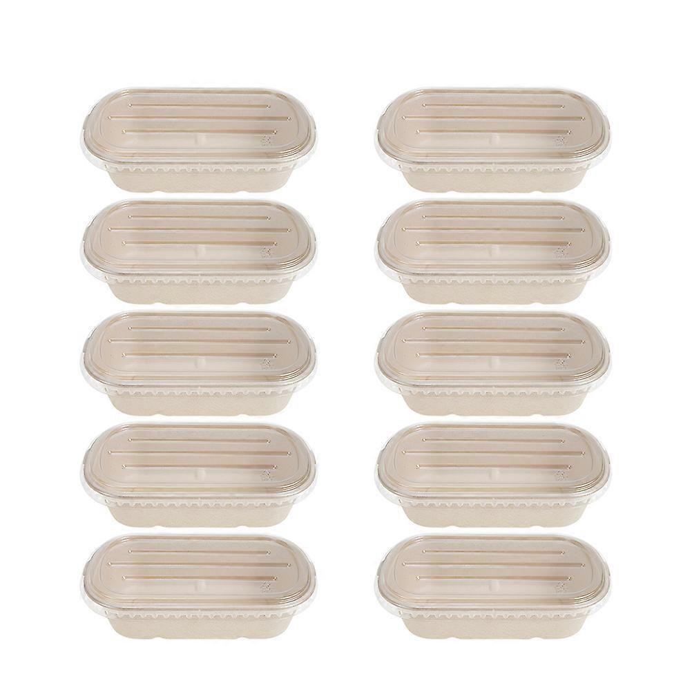 Khaki Paper Food Container with Lid for Wrapping Suitable for Home and Restaurant 10Pcs