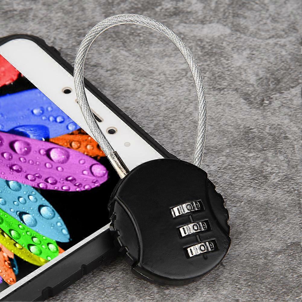 3-Digit Zinc Alloy Code Lock for Suitcase 3.9x3.8x1.2cm Black