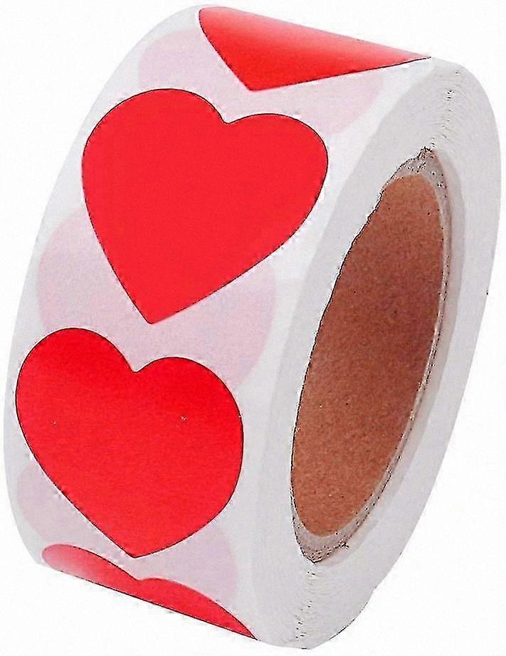 Matte Red Heart-Shaped Adhesive Paper Labels for Party Decoration, 500 Count