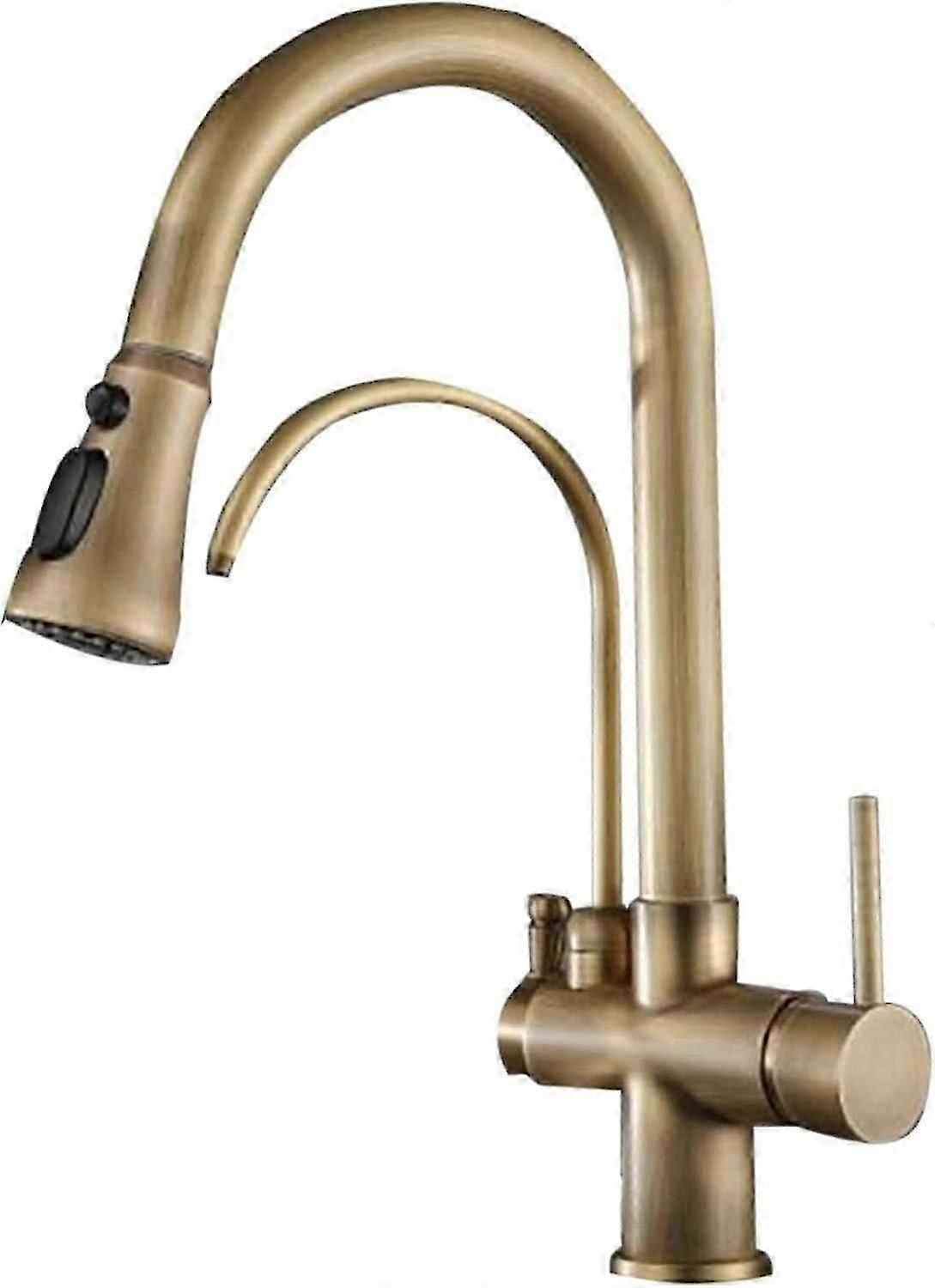 Antique Brass 3-way 360 Rotation Pull-out Spray 3-in-1 Multifunction Kitchen Sink Faucet