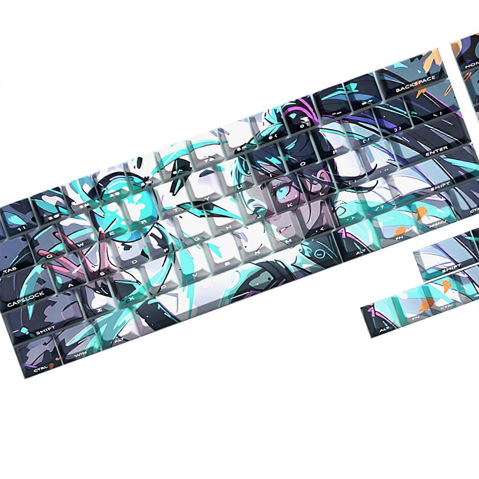 74 Keys Anime Keycaps PBT Side Printed Backlit Cartoon Gaming Key Caps Keycaps Keycap for 61 67 68 Keyboards Multicolor