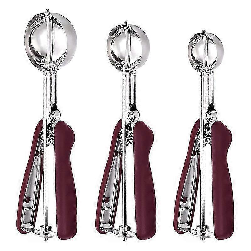 Cookie Scoop sett med 3 for baking: Iskrem i rustfritt stål og kakedeig Cupcake Scoop Tool Kit