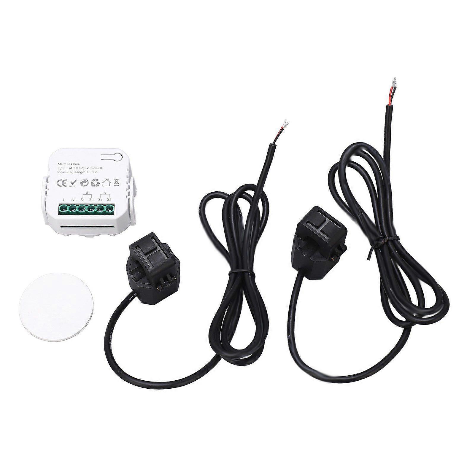 WiFi Smart Energy Monitor Single Phase Clamp Electricity Meter 100240V AC for Home Appliances Black PJ1103A