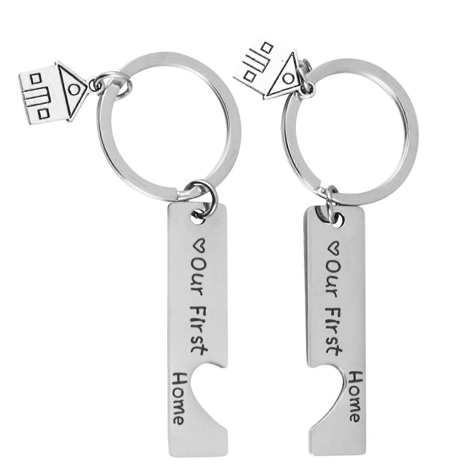 1 Pair Stainless Steel Key Chain Pendants Metal Keychain Simple Key Pendant (Random Style)