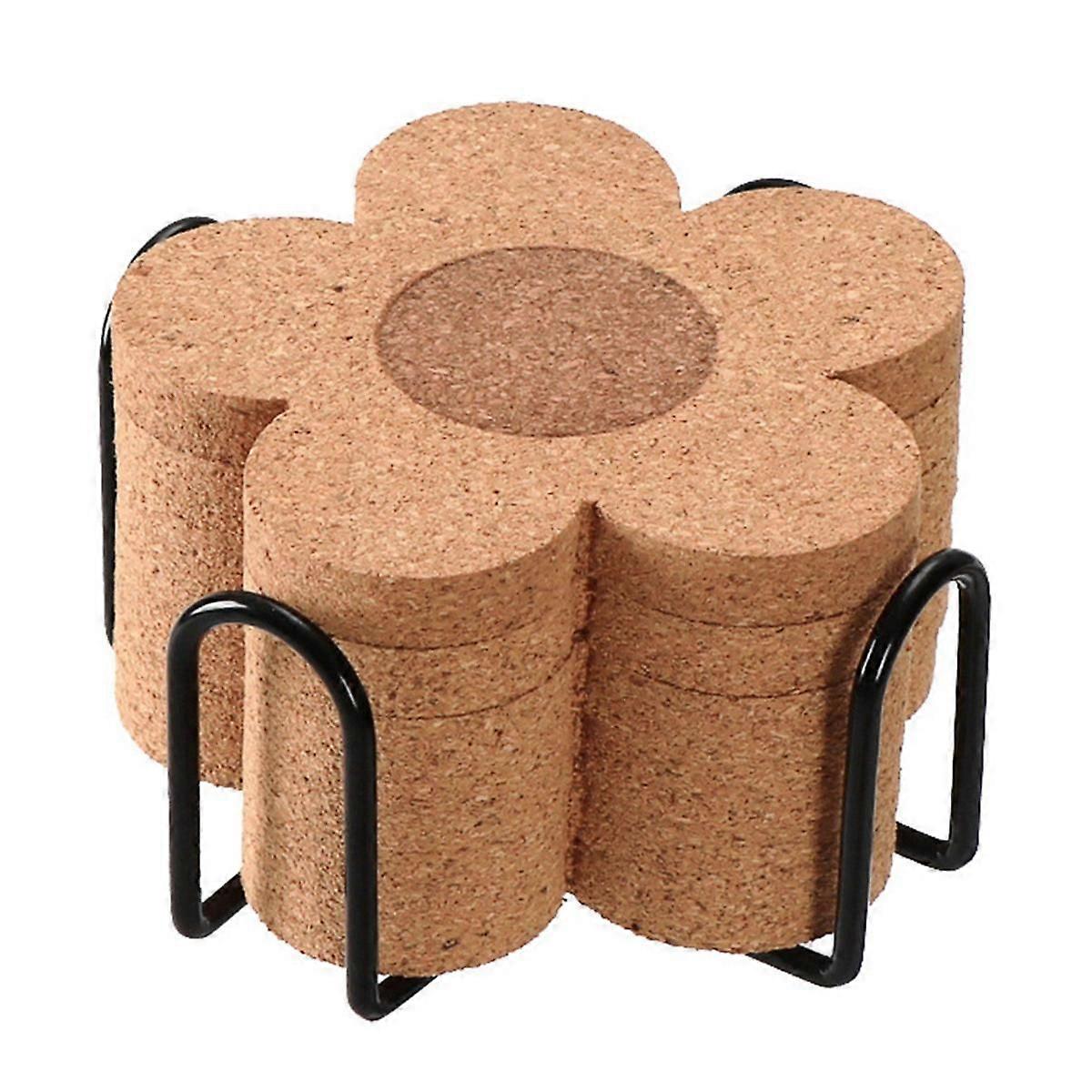 6PCS Cute Coasters for Drinks,Absorbent&Reusable Coaster Set 4Inch Cork Flower Shape Coasters for C