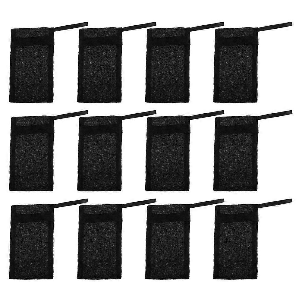 Soap Bubble Maker Pouch with Exfoliating Feature for Bathing Use Black Nylon Fiber 10pcs