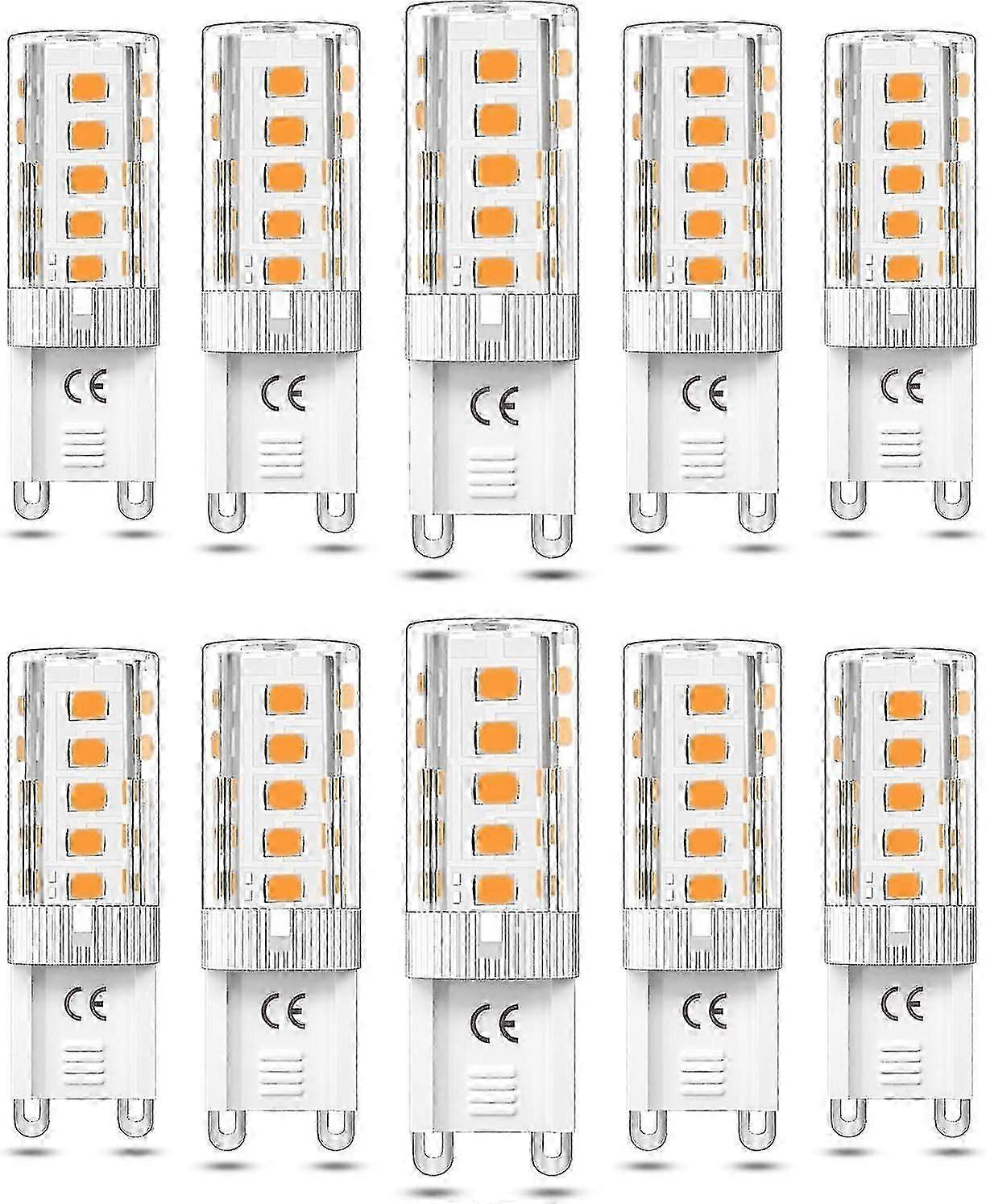 10 Stück G9 LED-Lampen, dimmbar, 5 W, Warmweiß 3000 K, G9 LED-Lampen, Halogen-Äquivalent 50 W, AC110/220 V [Energieklasse F]