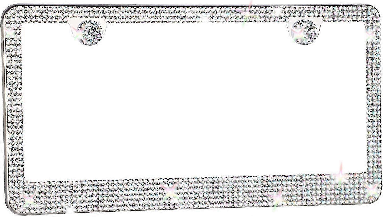 License Plate Frame - Lastingly Bling License Plate Frame - Sparkly Rhinestone License Plate Frame for Women - Stainless Steel & Obstruction-Fre