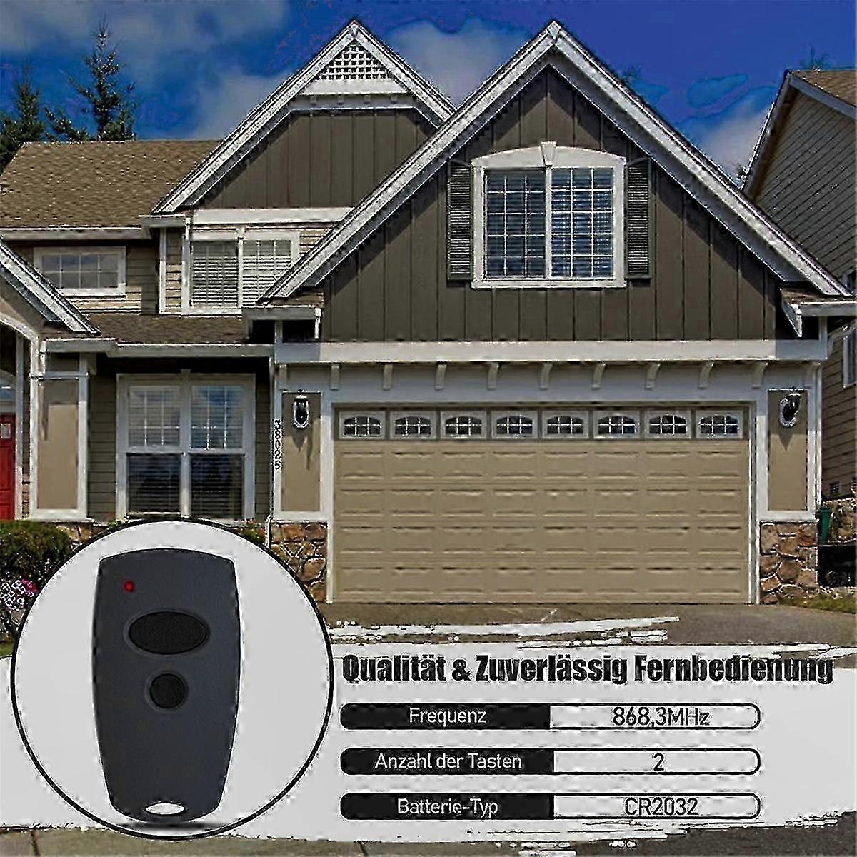 2-Pack 868.3 MHz Wireless Remote Control for Garage Door Systems Compatible with Multiple Models