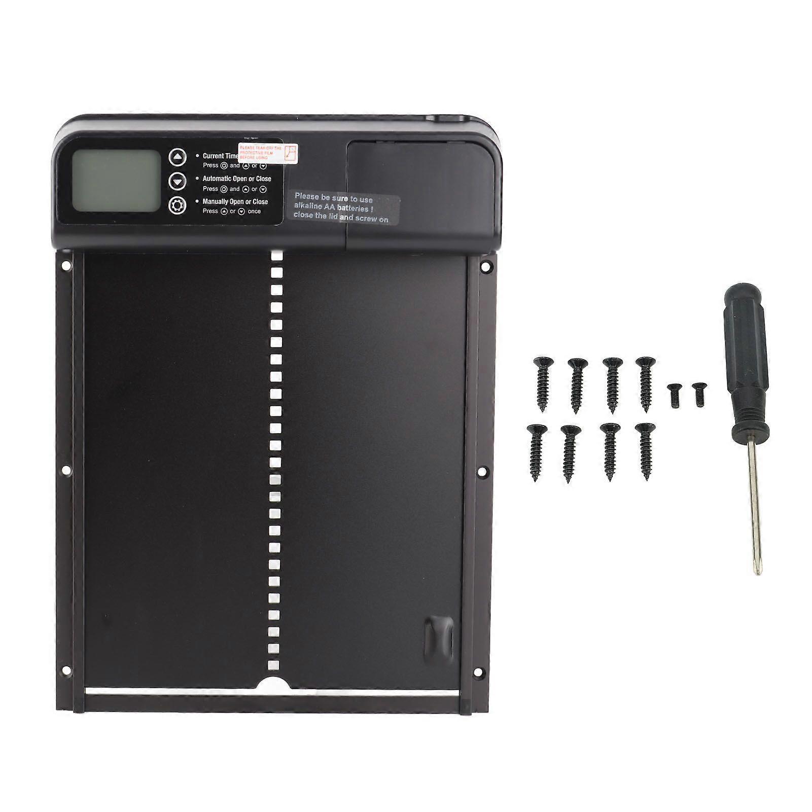 Automatic Chicken Coop Door with Timer Aluminum Alloy IP45 Waterproof LED Display Battery Powered Auto Chicken Door Opener for Farm