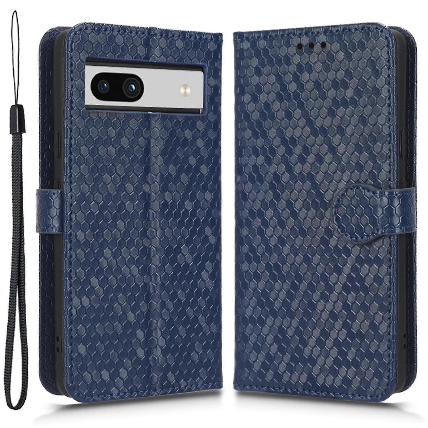 For Google Pixel 7a Dot Pattern Imprinted PU Leather Phone Case Wallet Foldable Stand Inner TPU Cove