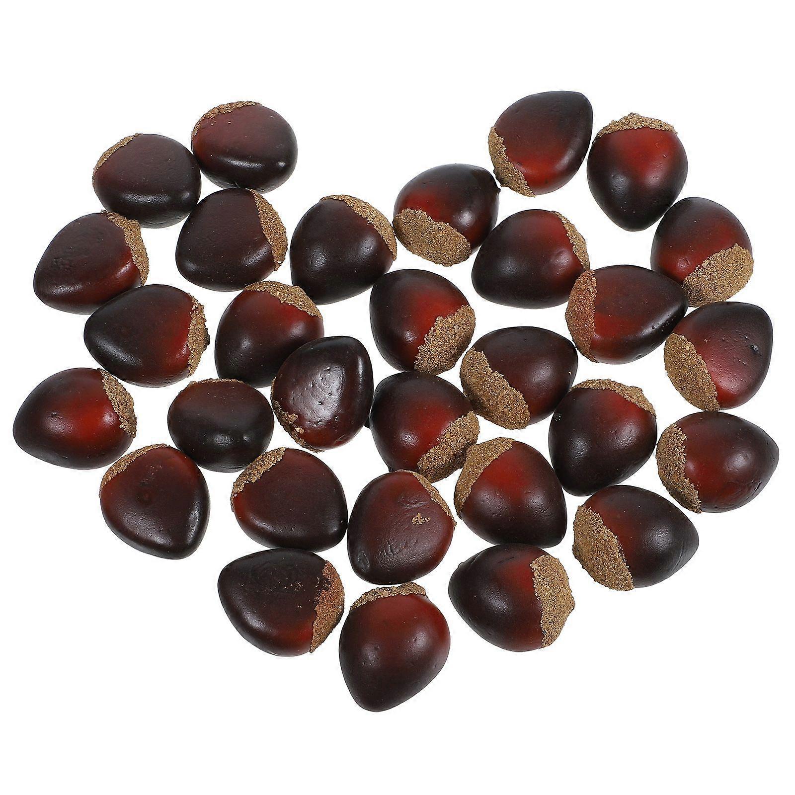 30Pcs Artificial Chestnut Foam Decoration Realistic Chestnut Model Fake Nut Model Photography Props