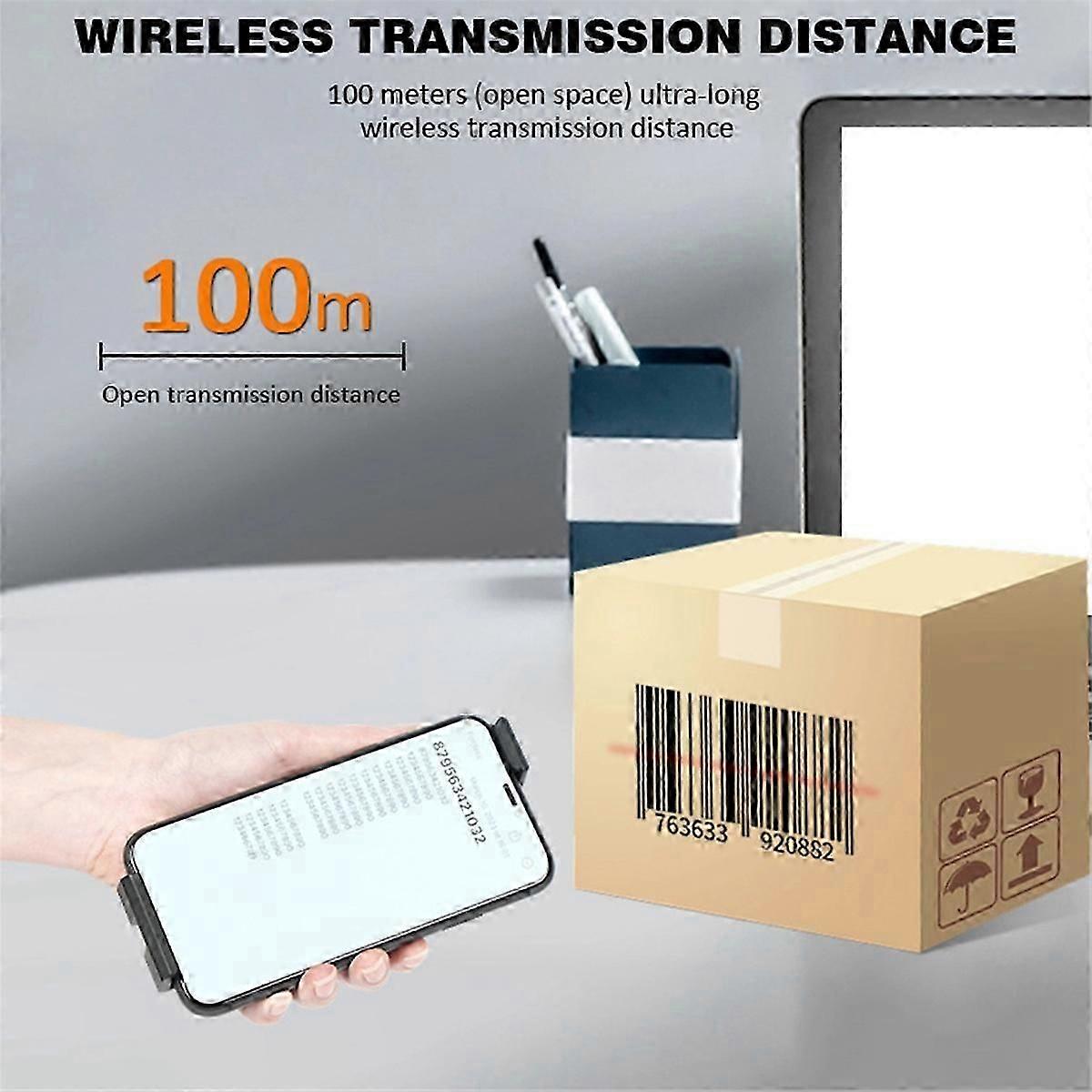 2D Back Clip Bluetooth Barcode Scanner Portable Barcode Reader Data Matrix 1D 2D QR Bar Code Scanner for Smart Phone