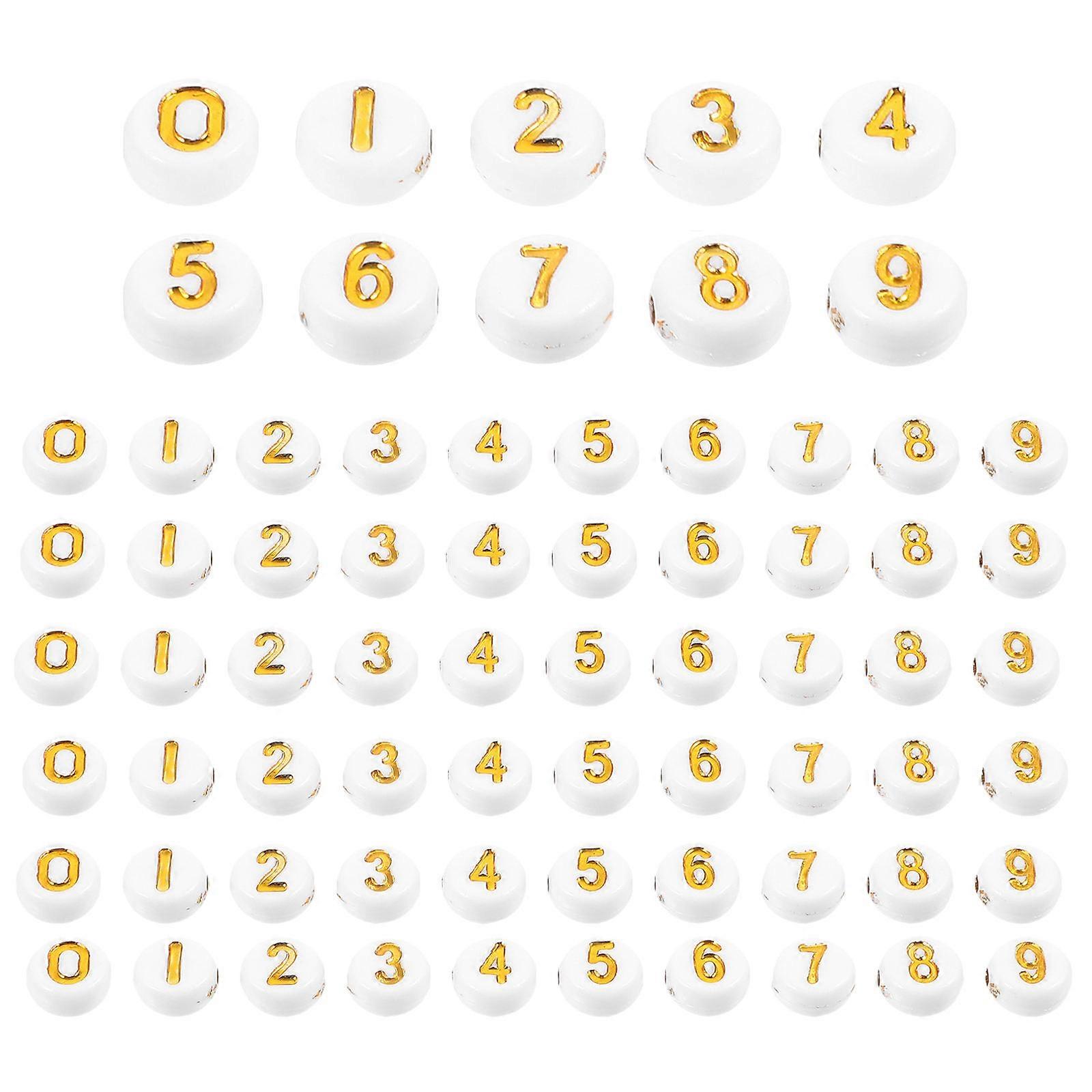 Acrylic Number Beads for Bracelet Making Digital Beads 100Pcs Golden Style