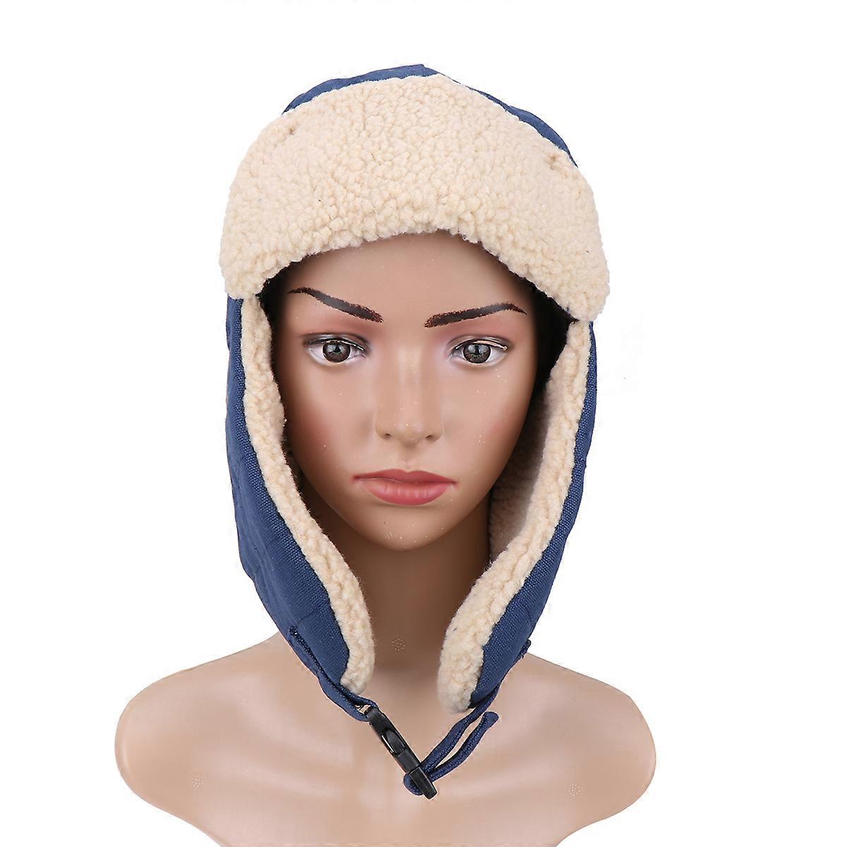 Winter Hat Thick Ear Flap Warm Hat for Skiing Cycling Blue